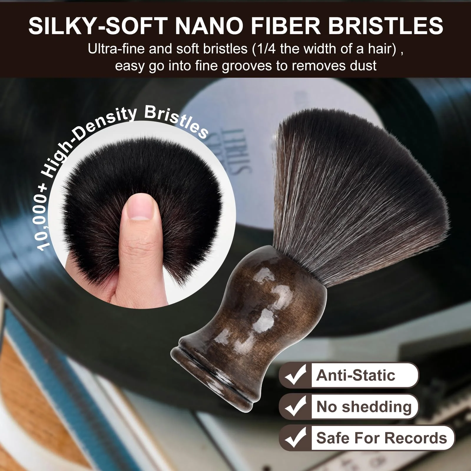 6-in-1 Vinyl Record Cleaning Kit | Vinyl Record Cleaner Kit – Includes 2in1 Velvet Microfiber Brush, Soft Antistatic Nano Fiber Brush, Cleaning Liquid, Duster & Stylus Brush, Storage Box, for Records 6PCS - Image 2