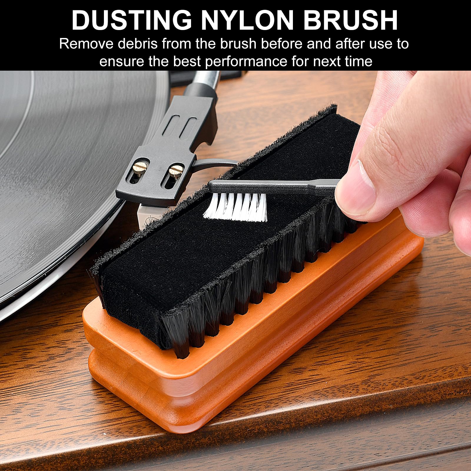 6-in-1 Vinyl Record Cleaning Kit | Vinyl Record Cleaner Kit – Includes 2in1 Velvet Microfiber Brush, Soft Antistatic Nano Fiber Brush, Cleaning Liquid, Duster & Stylus Brush, Storage Box, for Records 6PCS - Image 7