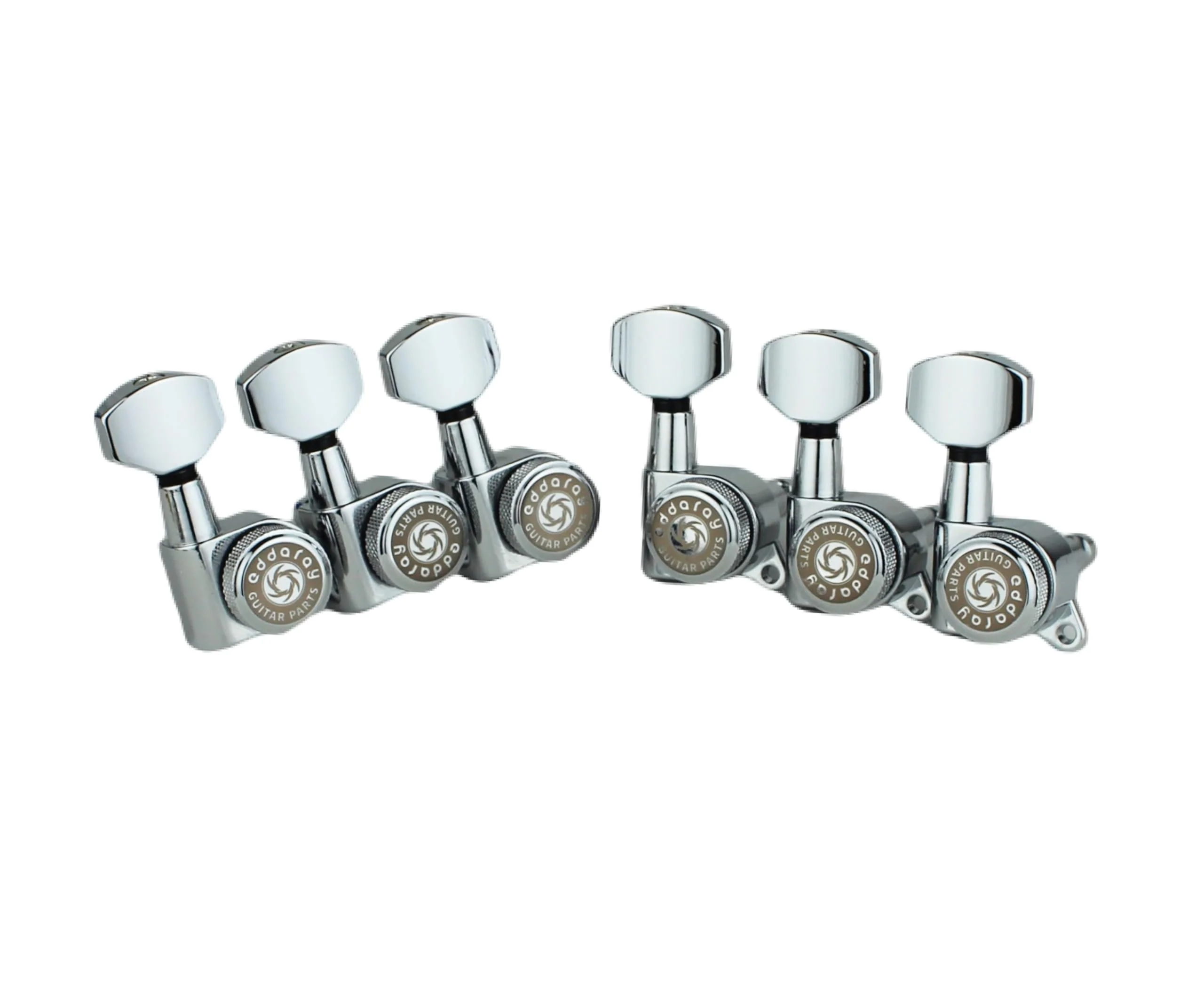 6 In-line Guitar Locking Tuners 6 Right Hand – 1:18 Gear Ratio Lock String Tuning Key Pegs Machine Heads Set with Hexagonal Shaped Knob Replacement, (E-107SP, Chrome) 6 for Right - Image 3