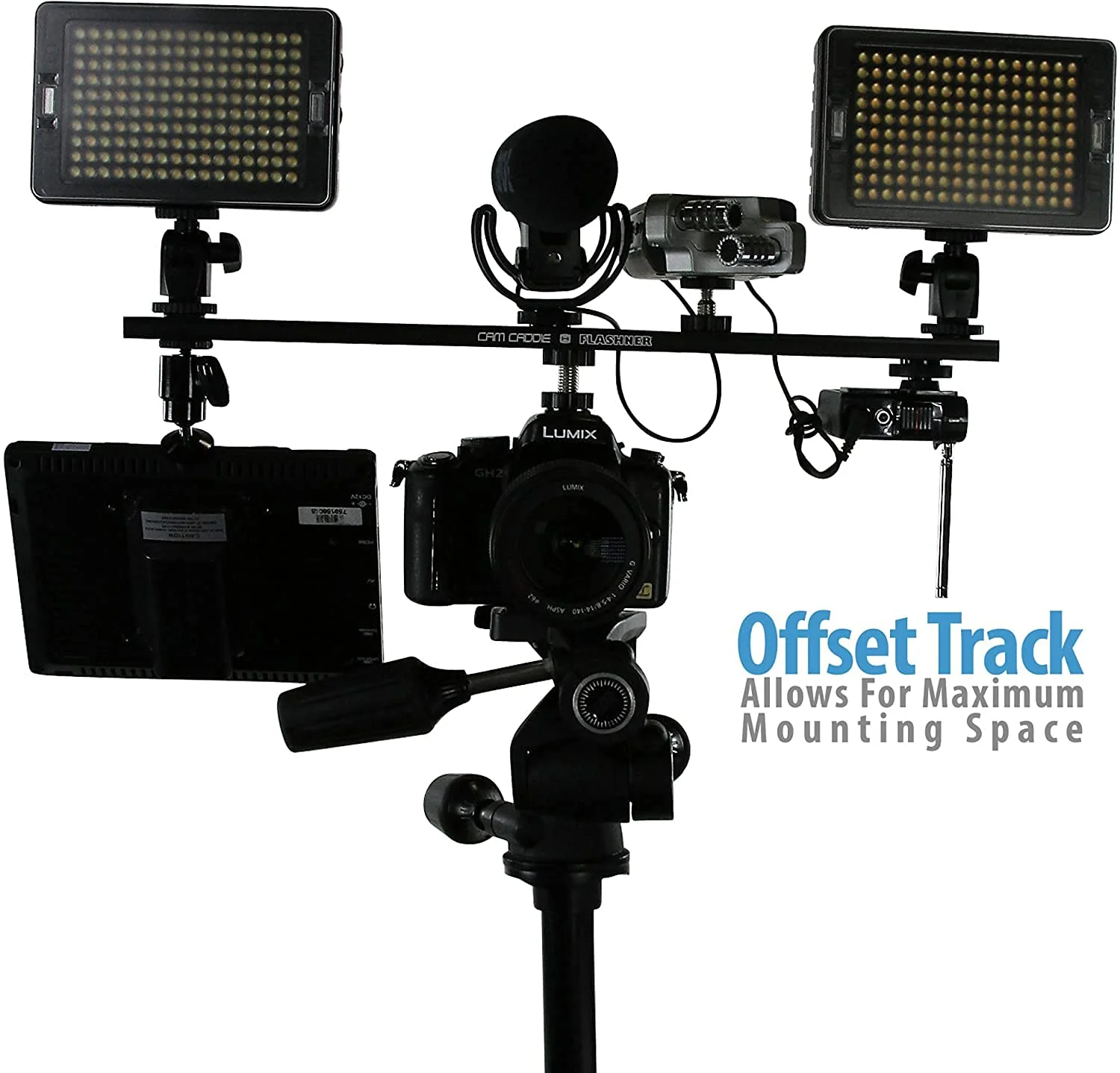 6 Inch Cold Shoe Extension Bracket - Dual Sided Camera Flash Mount with D-Flashner Adapter by Cam Caddie - Black 6 Inch - Image 3