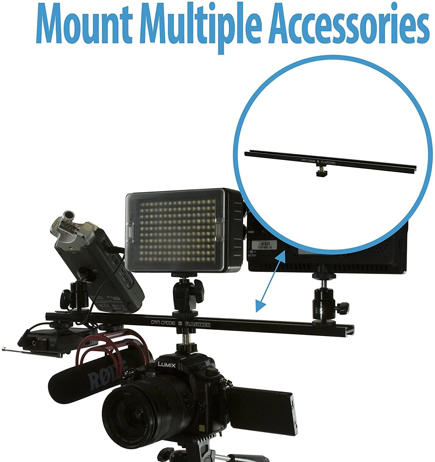 6 Inch Cold Shoe Extension Bracket - Dual Sided Camera Flash Mount with D-Flashner Adapter by Cam Caddie - Black 6 Inch - Image 6