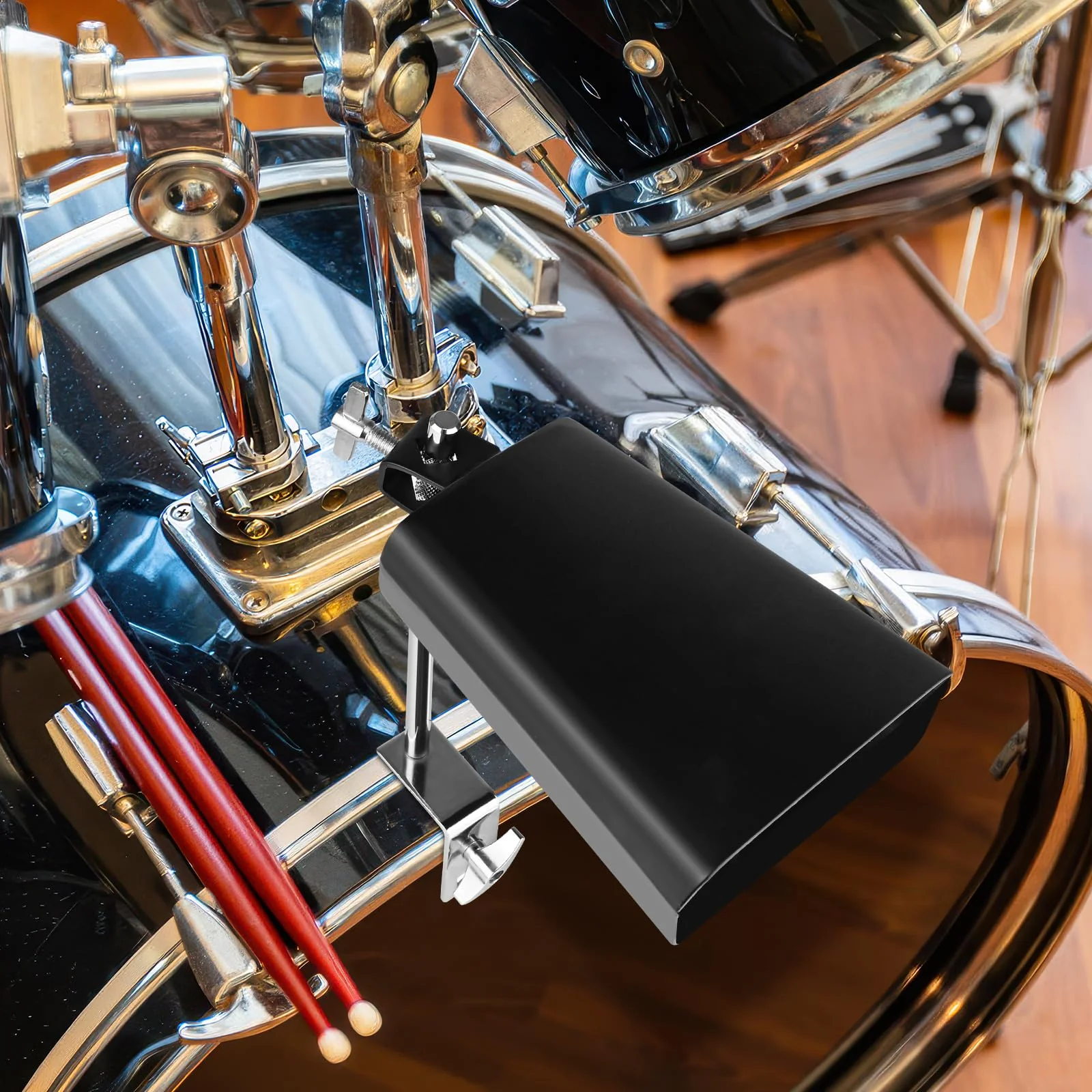 6 Inch Cowbell and Cowbell Clamp, Cowbell Holder Percussion Accessory for Drum Sets, Adjustable Standard Cowbell Mount Holder, Bass Drum Hoop Up or Down Drum Key - Image 6