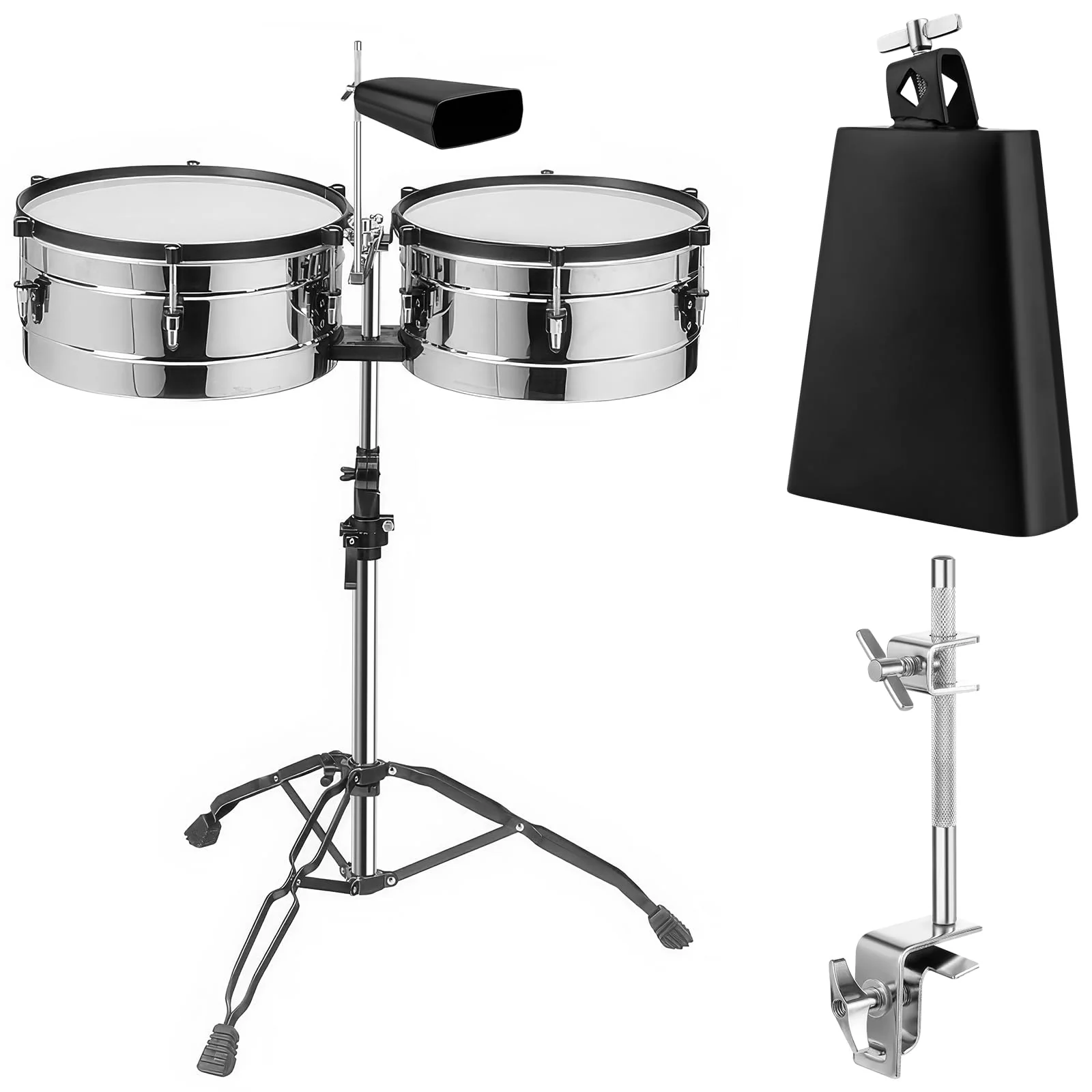 6 Inch Cowbell and Cowbell Clamp, Cowbell Holder Percussion Accessory for Drum Sets, Adjustable Standard Cowbell Mount Holder, Bass Drum Hoop Up or Down Drum Key - Image 8