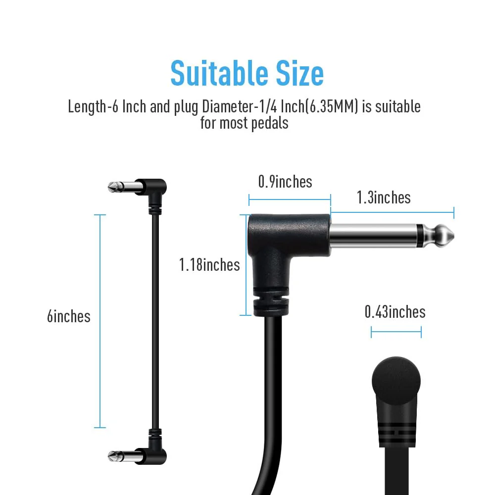 6 Inch Guitar Effect Pedal Patch Cables Black 3 Packs (3 Pack) 3 PACK - Image 2
