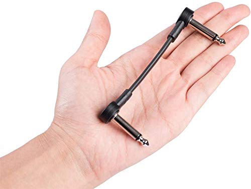 6 Inch Guitar Patch Cables 6 Pack, 1/4" TS Right Angle Effect Pedal Flat Cables, Black 6 Inch Black-6 in-6 Pack - Image 6