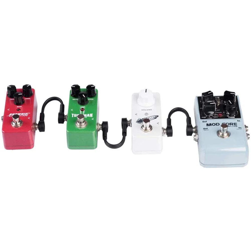 6 Inch Guitar Patch Cables 6 Pack, 1/4" TS Right Angle Effect Pedal Flat Cables, Black 6 Inch Black-6 in-6 Pack - Image 7