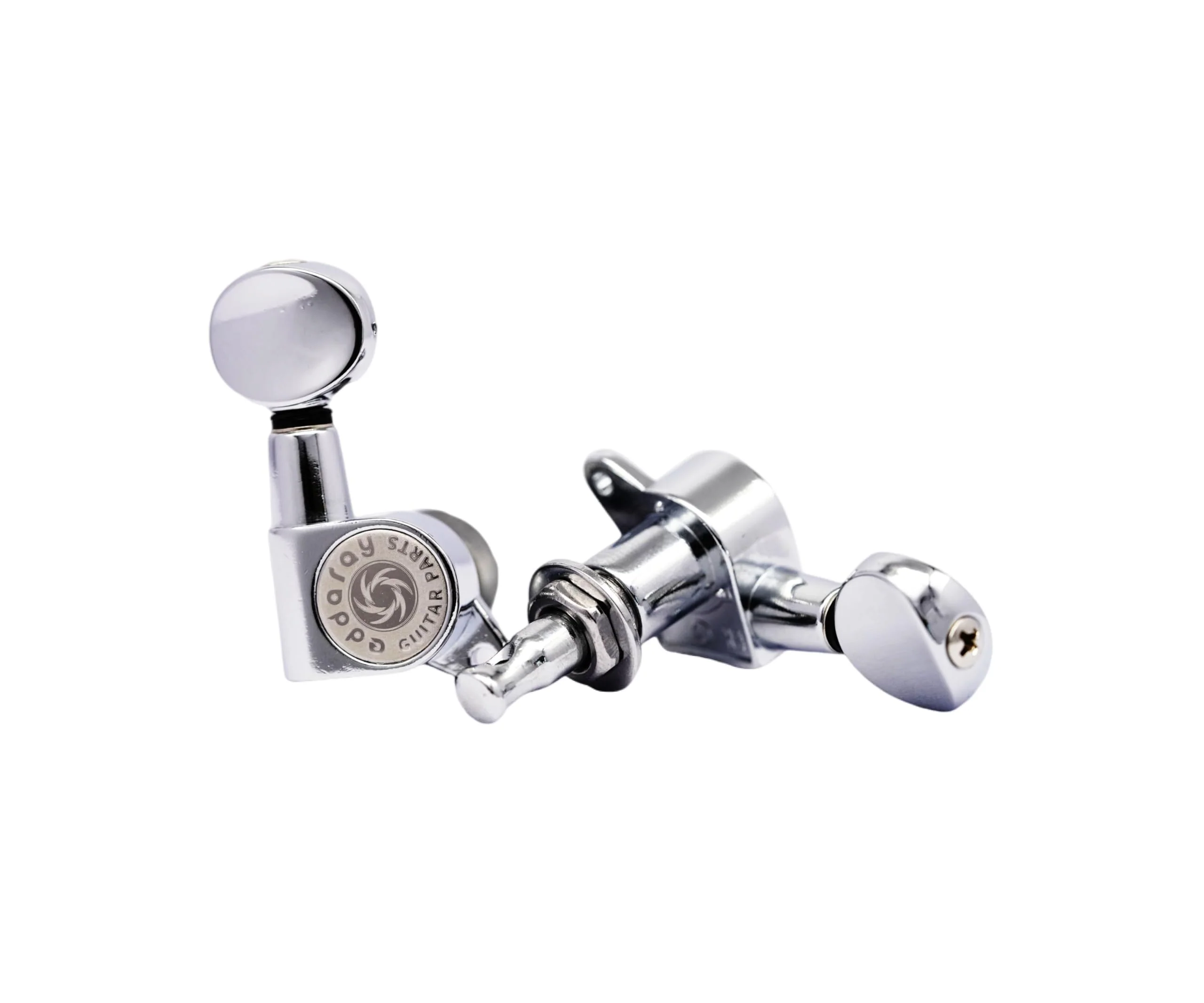 6 Inline Vintage Guitar Machine Heads - 1:15 Gear Ratio Sealed Tuning Key Pegs Tuners with Oval Shaped Button Replacement(E-1006, Chrome) - Image 3