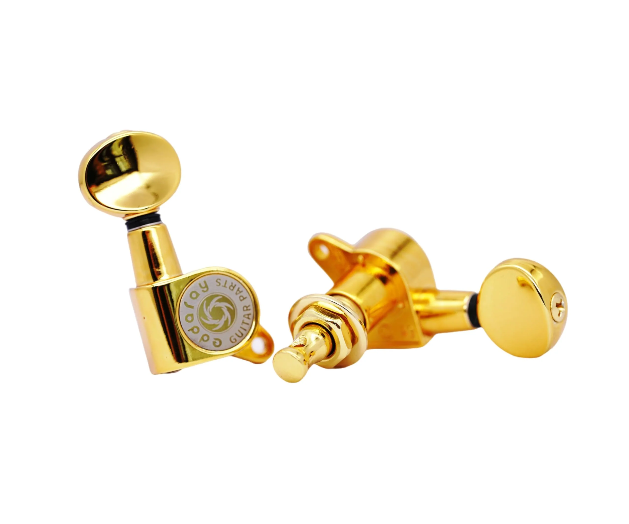 6 Inline Vintage Guitar Machine Heads - 1:15 Gear Ratio Sealed Tuning Key Pegs Tuners with Oval Shaped Button Replacement(E-1006, Gold) - Image 3