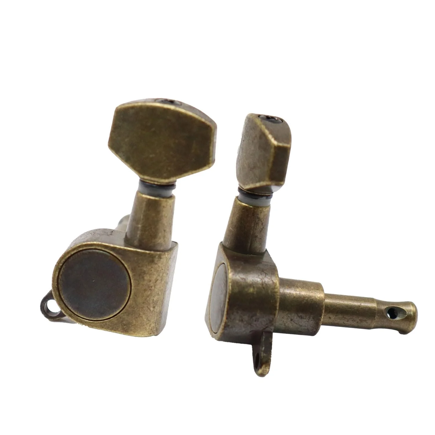 6-Pack (3L+3R) Sealed Square Guitar Machine Heads - High-Precision Compact Tuners for Acoustic & Electric Guitars, Durable Tuning Pegs with (Bronze) Bronze - Image 2
