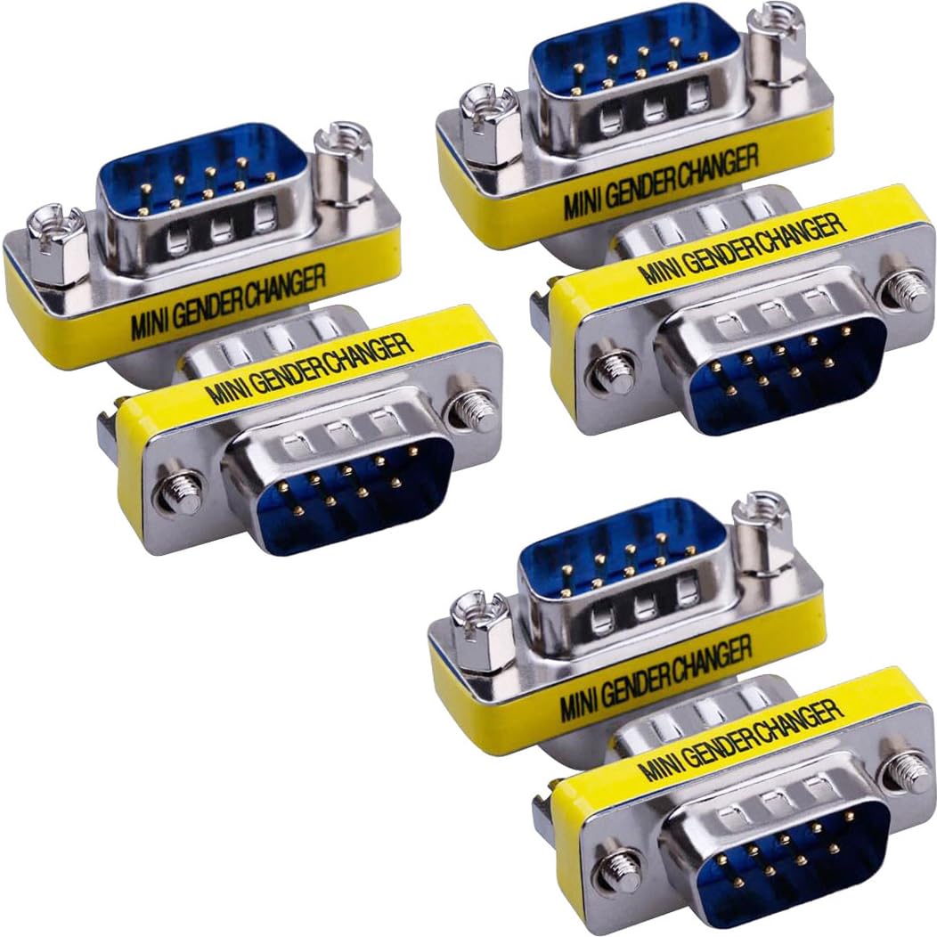 6-Pack 9Pin RS232 Serial Cable DB9 Male to Male Mini Gender Changer Adapter Coupler Connector Male to Male,6-PACK