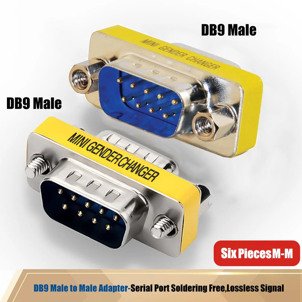 6-Pack 9Pin RS232 Serial Cable DB9 Male to Male Mini Gender Changer Adapter Coupler Connector Male to Male,6-PACK - Image 2