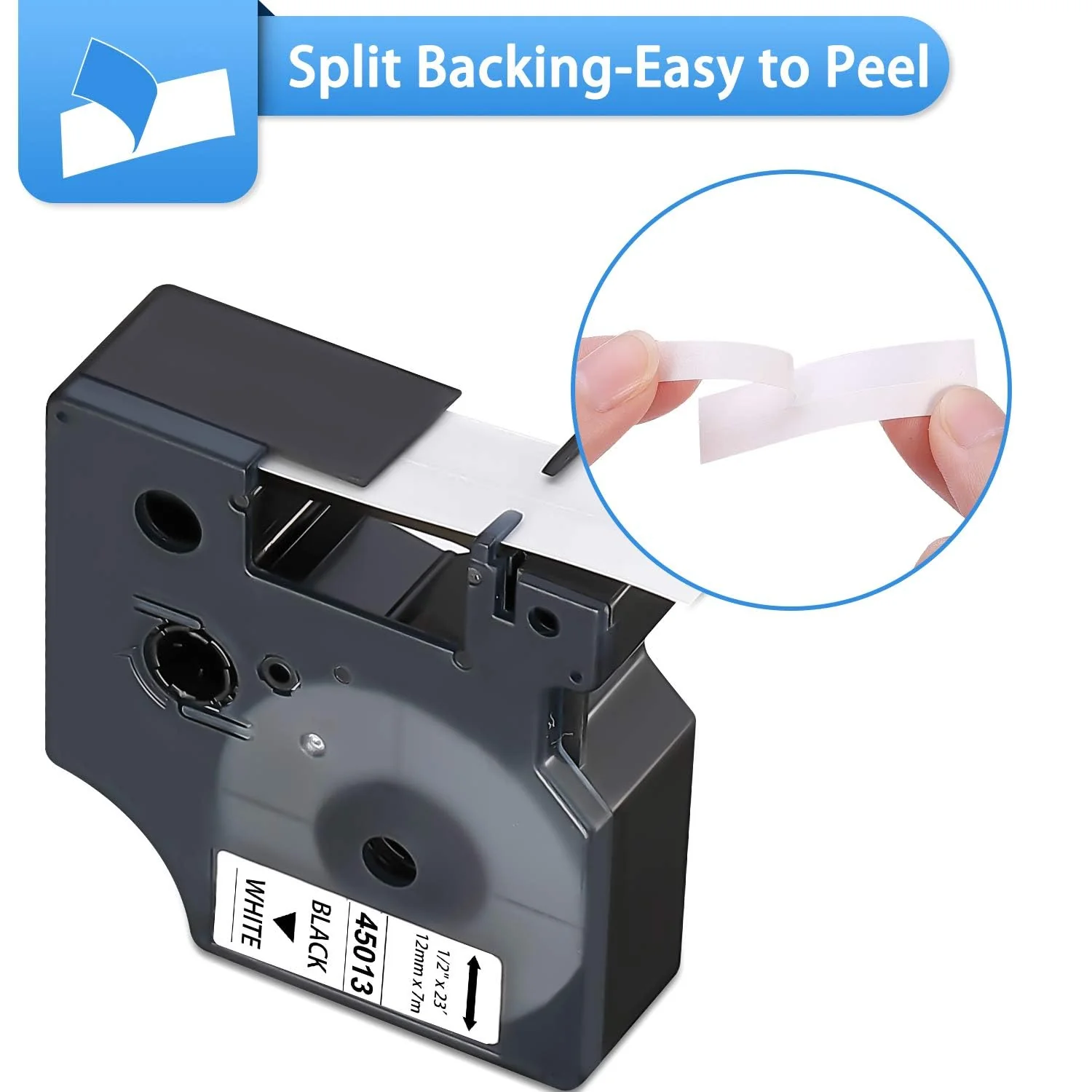 6-Pack Dymo D1 Label Tape 45013 Black on White 1/2 Inch x 23 Feet Compatible for DYMO LabelManager 160 280 210D 360D 420P Wireless PnP 220P 260P 500TS 450DUO - Image 4