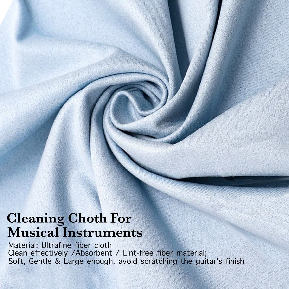 6 Pack Guitar Cloths, 12"x12" Microfiber Flute Cleaning Cloth for Musical Instruments Polishing & Cleaning Cloths for Guitar Flute Violin Piano Clarinet Trumpet Sax - Image 2