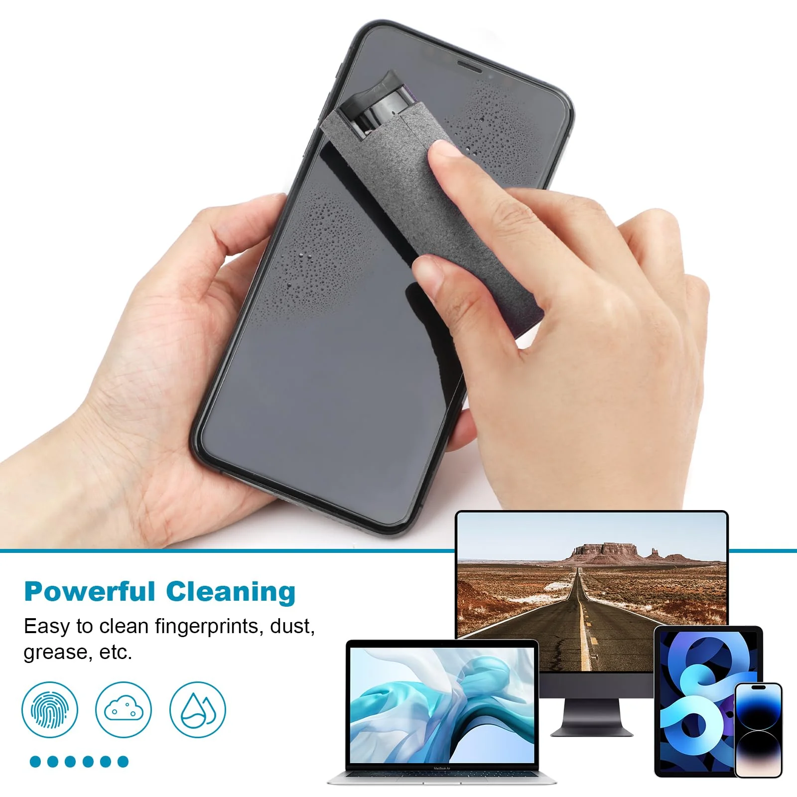 6 Pack Screen Cleaner 3-in-1 Touchscreen Mist Cleaner Spray and Microfiber Cloth Built-in Cleaning Solution Portable Reusable Fingerprint-Proof Spray Bottle for Phone Laptop iPad TV Monitor Car Screen - Image 3