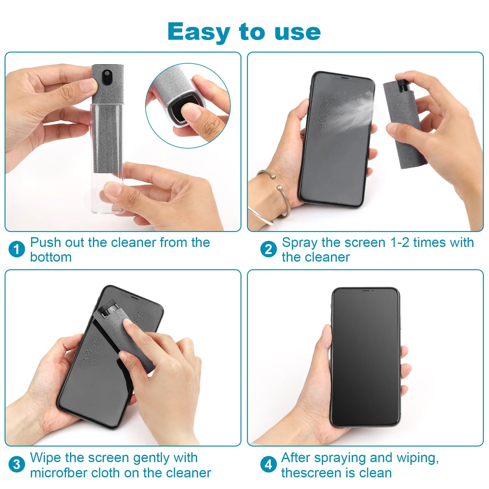 6 Pack Screen Cleaner 3-in-1 Touchscreen Mist Cleaner Spray and Microfiber Cloth Built-in Cleaning Solution Portable Reusable Fingerprint-Proof Spray Bottle for Phone Laptop iPad TV Monitor Car Screen - Image 7