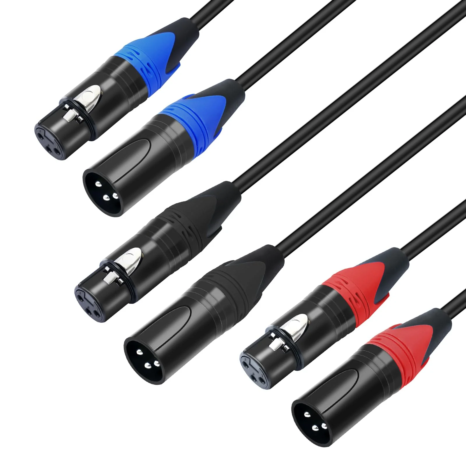 6 Pack XLR Male to Female Cable, Professional Balanced Microphone Lead, Extension Mic Cord 3 FT/3 Colors - Image 2