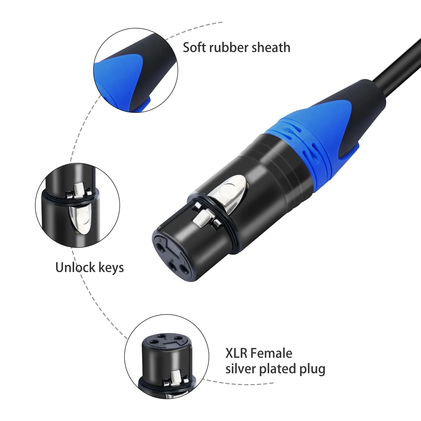 6 Pack XLR Male to Female Cable, Professional Balanced Microphone Lead, Extension Mic Cord 3 FT/3 Colors - Image 5