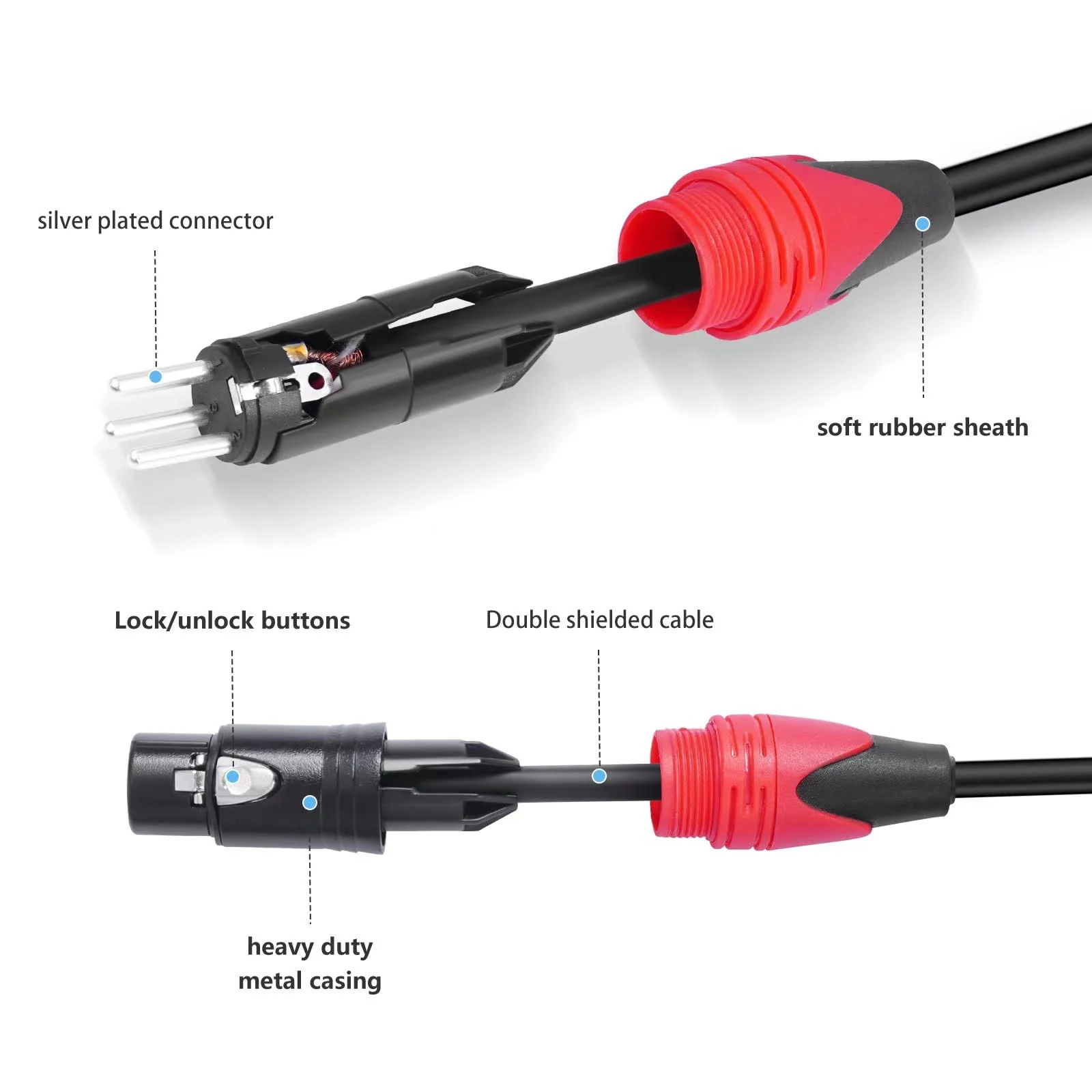 6 Pack XLR Male to Female Cable, Professional Balanced Microphone Lead, Extension Mic Cord 3 FT/3 Colors - Image 7