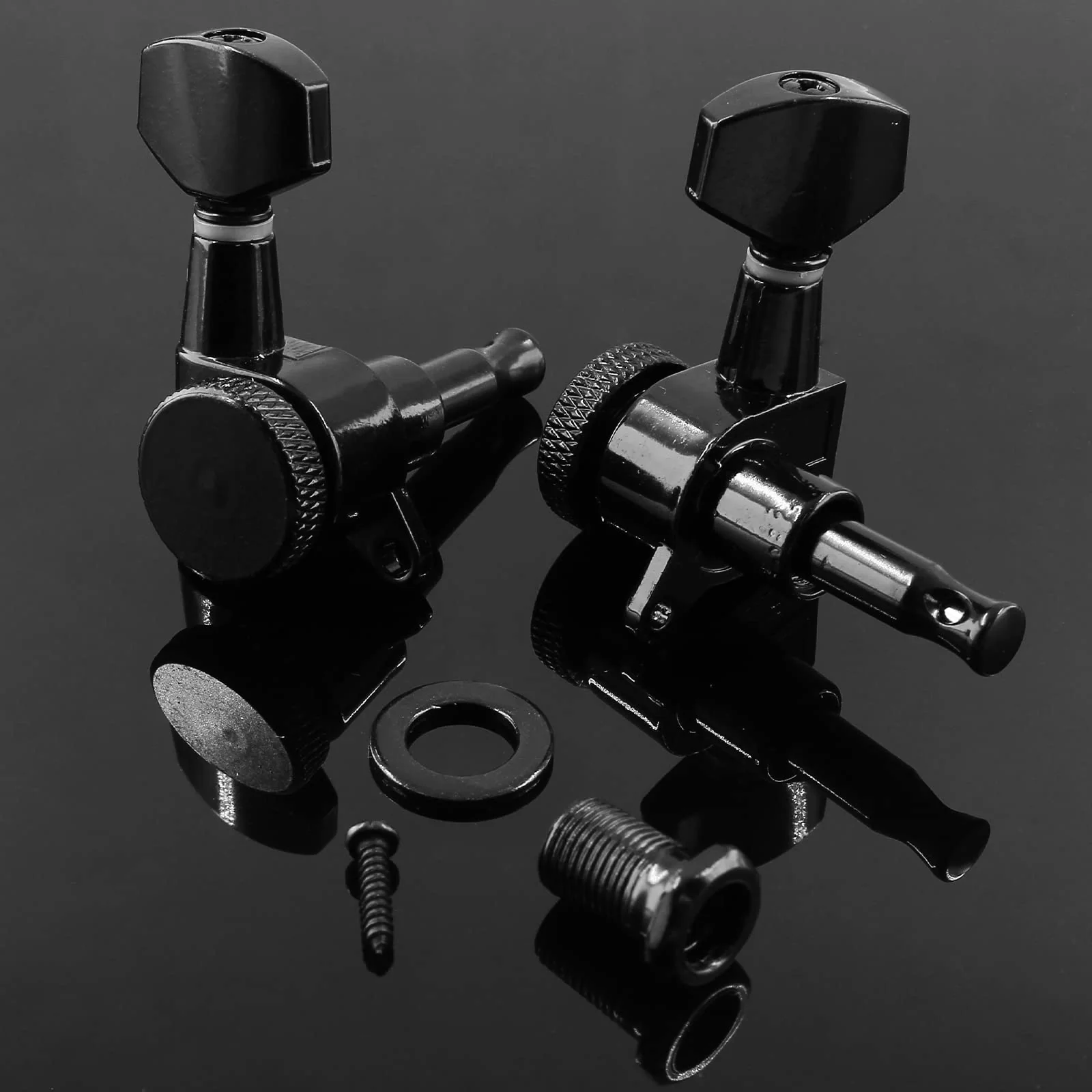 6 Pcs Black Locking Tuners 6 Inline, Sealed Guitar Tuning Pegs Keys Machine Heads Set for Fender Stratocaster Strat Telecaster Tele Style Electric Guitar 6R - Image 7