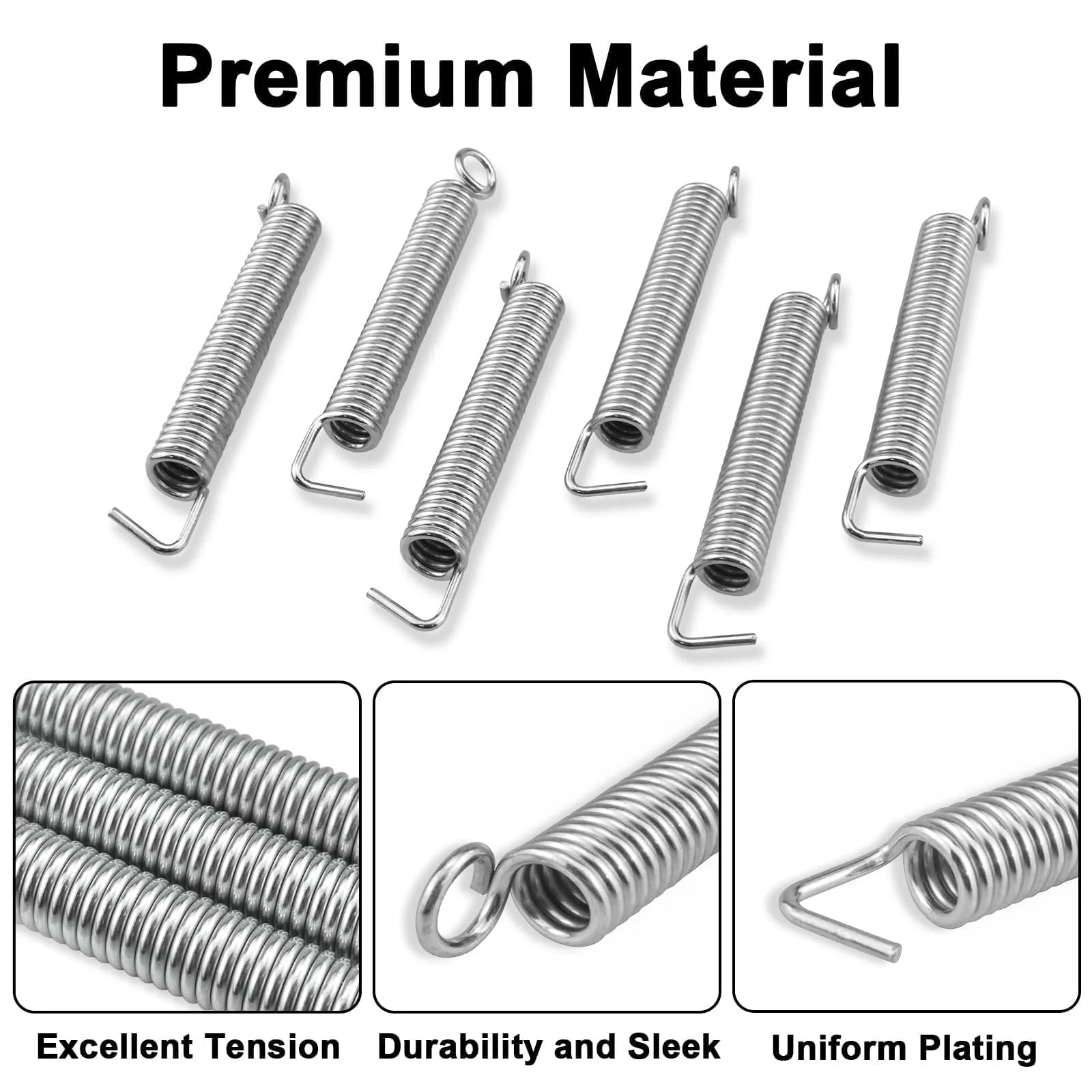 6 Pcs Electric Guitar Tremolo Bridge Springs, Noiseless Metal Guitar Bridge Instruments Accessories Replacement Parts for FR Fender Strat ST Stratocaster (Silver) 6 Pcs - Image 3