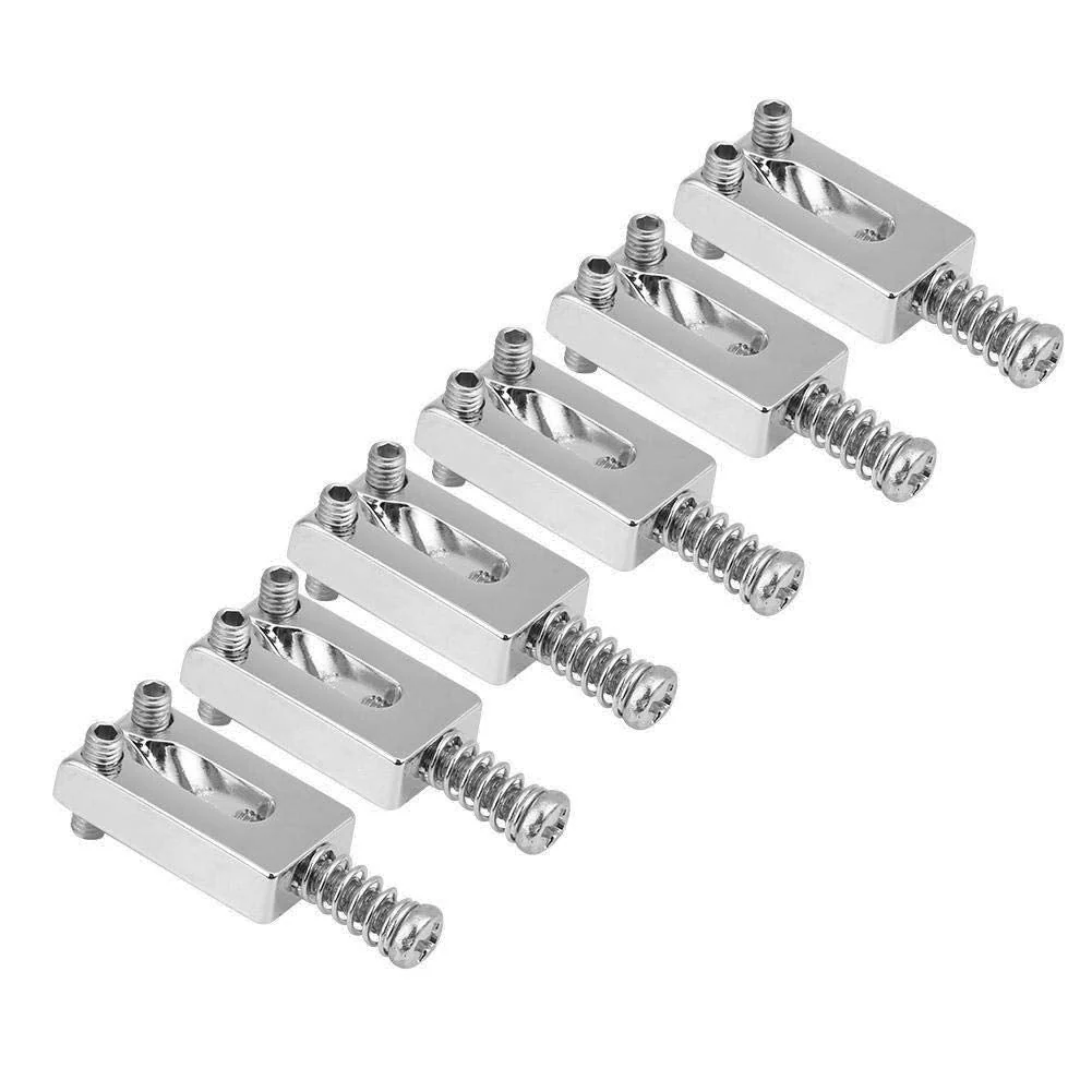 6 Pcs Electric Guitar Tremolo Saddles Bridge for Electric Guitar Replacement with Wrench Silver - Image 3