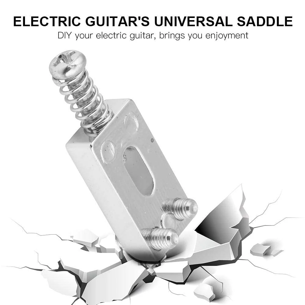 6 Pcs Electric Guitar Tremolo Saddles Bridge for Electric Guitar Replacement with Wrench Silver - Image 6
