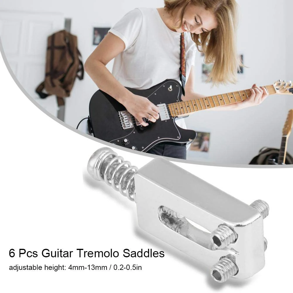 6 Pcs Electric Guitar Tremolo Saddles Bridge for Electric Guitar Replacement with Wrench Silver - Image 7