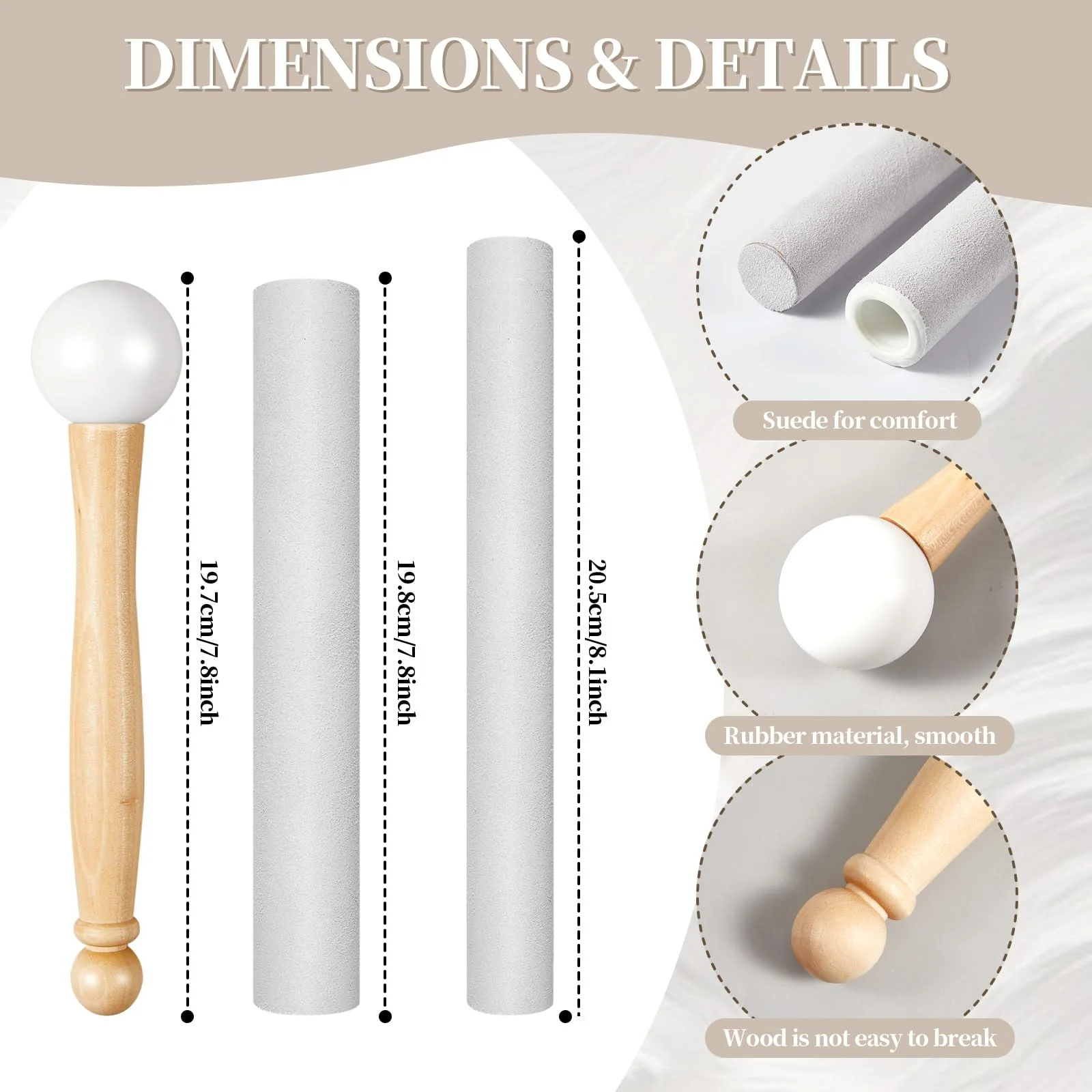 6 Pcs Singing Bowl Cushion Set 3 Silk Cloth O Ring with 3 Crystal Singing Bowl Mallet Include Solid and Hollow Stick Wood Handle Rubber Mallet for 7-9 Tibetan Sound Meditation - Image 3