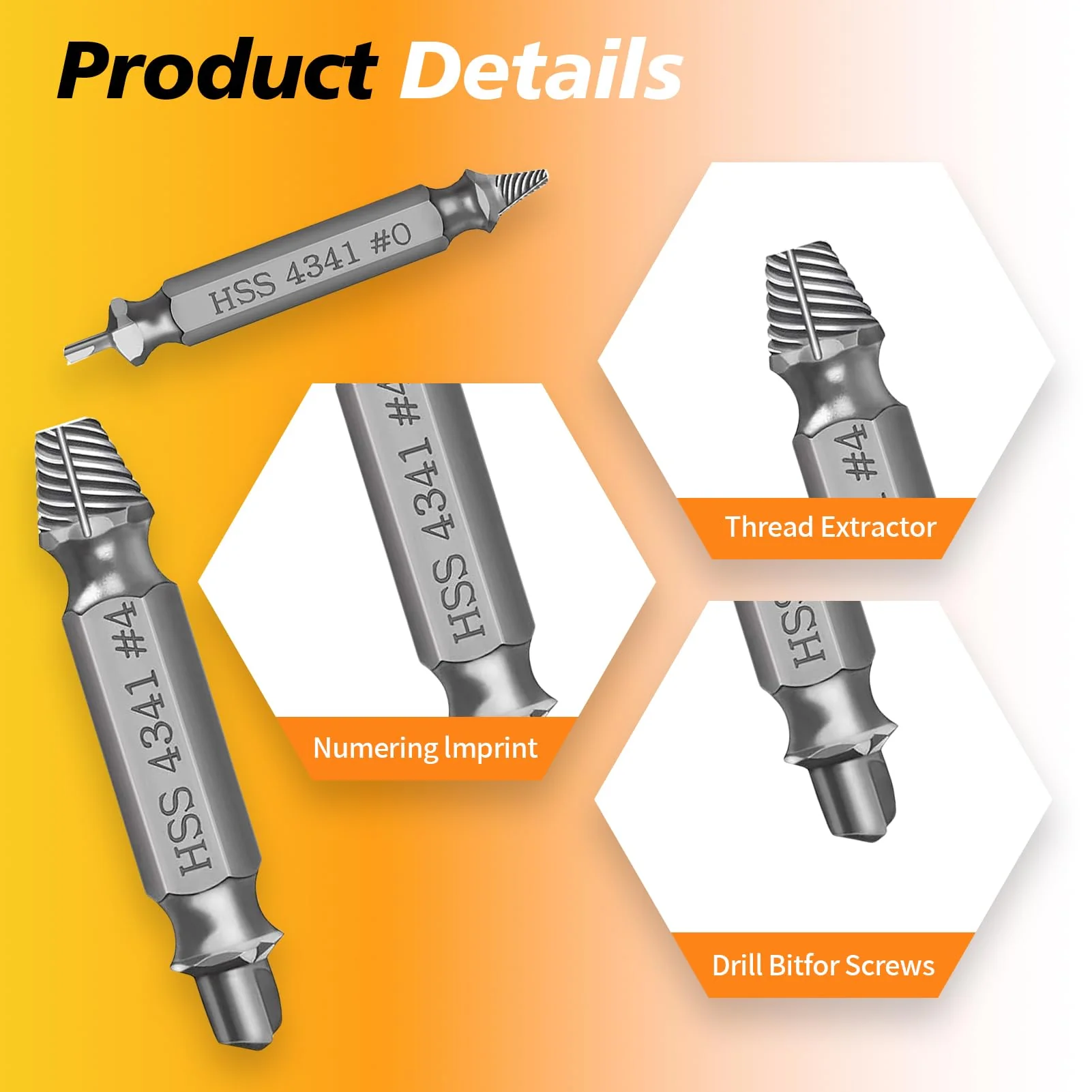6 Piece Screw Extractor Set, Damaged Screw Remover Extractor, Double Head Left Extractor Set, Multiple for Removing Slightly Damaged Screws, Made of HSS 4341 - Image 6