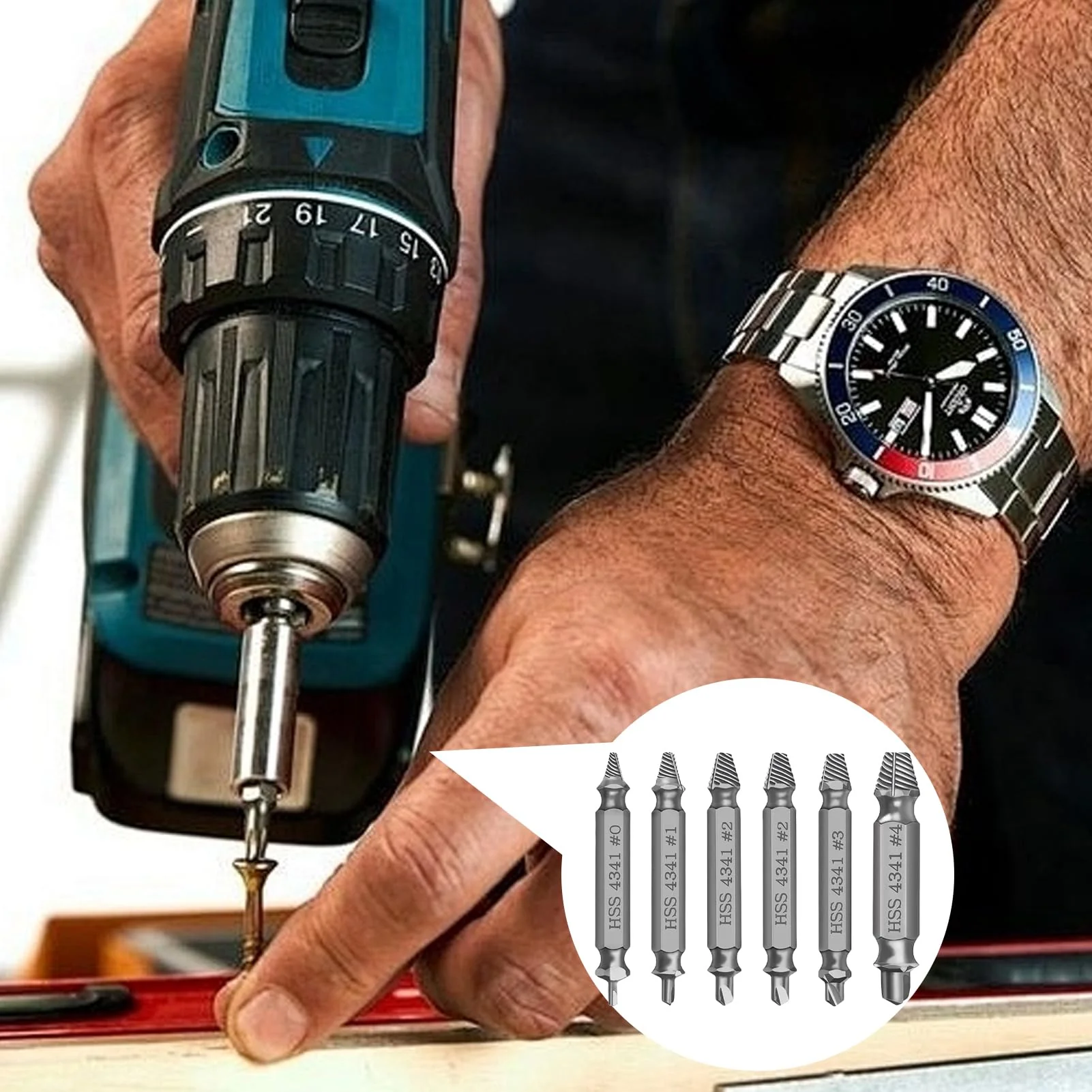6 Piece Screw Extractor Set, Damaged Screw Remover Extractor, Double Head Left Extractor Set, Multiple for Removing Slightly Damaged Screws, Made of HSS 4341 - Image 7