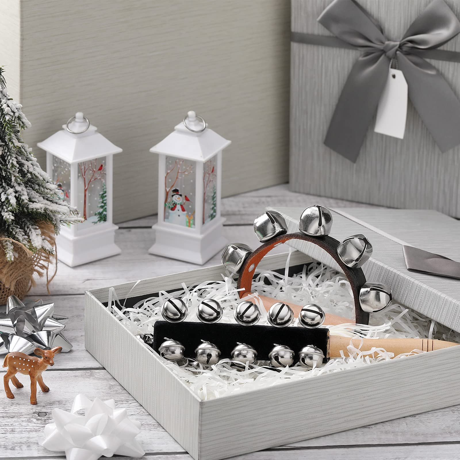 6 Pieces Christmas Hand Jingle Bells Wooden Hand Sleigh Bells Jingle Shaker Bells Handhold Bell Rattles Musical Bell Instruments Handheld Bells Holiday Christmas Decor (Black) Black - Image 4