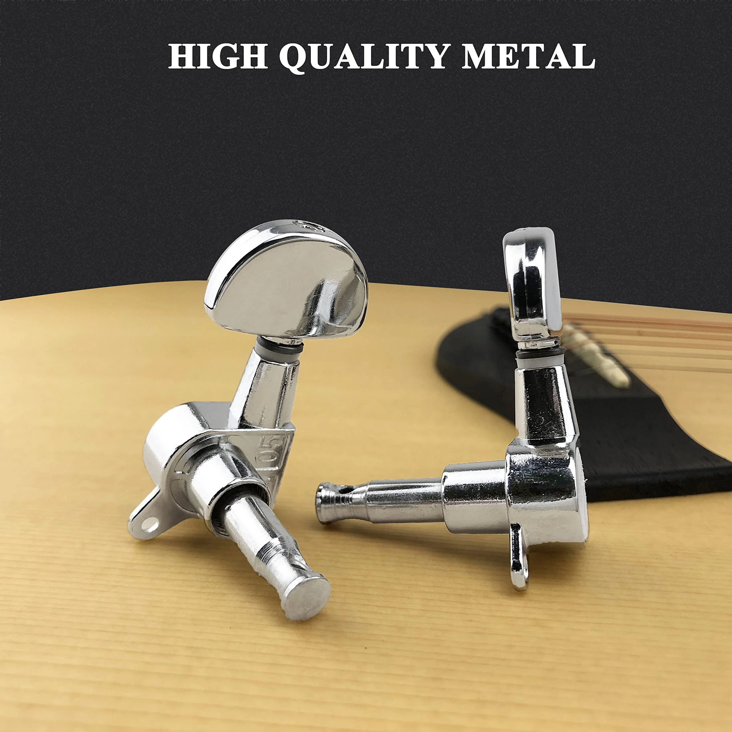 6 Pieces Guitar String Tuning Pegs, Guitar Machine Heads Knobs for Electric or Acoustic Guitar with Tools (3 Left + 3 Right) (Silver) Silver - Image 4