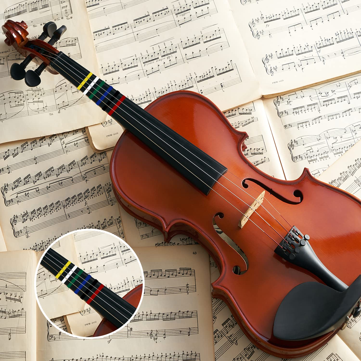 6 Rolls Violin Tape Fingerboard, 216 ft/66m Cello Tape Instrument Fingering Tape Violin Tape for Beginners Fretboard Orchestral Instruments (6 Colors) - Image 5
