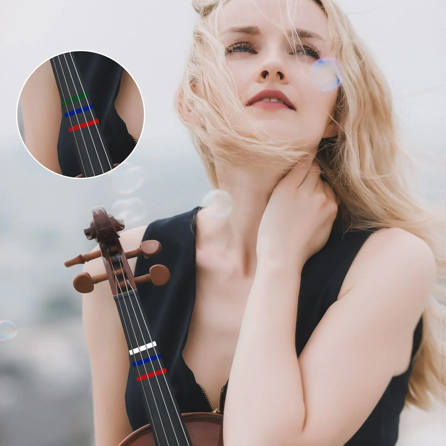 6 Rolls Violin Tape Fingerboard, 216 ft/66m Cello Tape Instrument Fingering Tape Violin Tape for Beginners Fretboard Orchestral Instruments (6 Colors) - Image 6