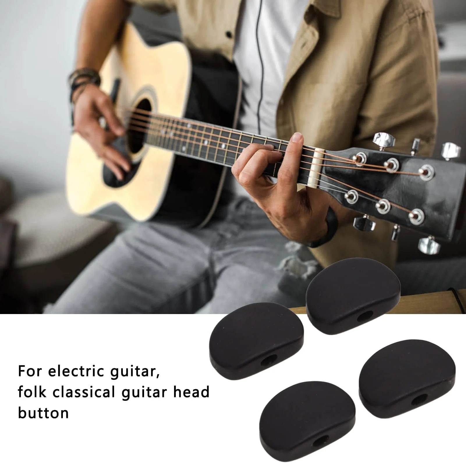6 Set Guitar Tuning Peg Buttons, Semicircle Ebony Folk Electric and Acoustic Guitar Tuning Pegs Tuners Keys Machine Heads Replacement Buttons Knobs Handle(#1) #1 - Image 2