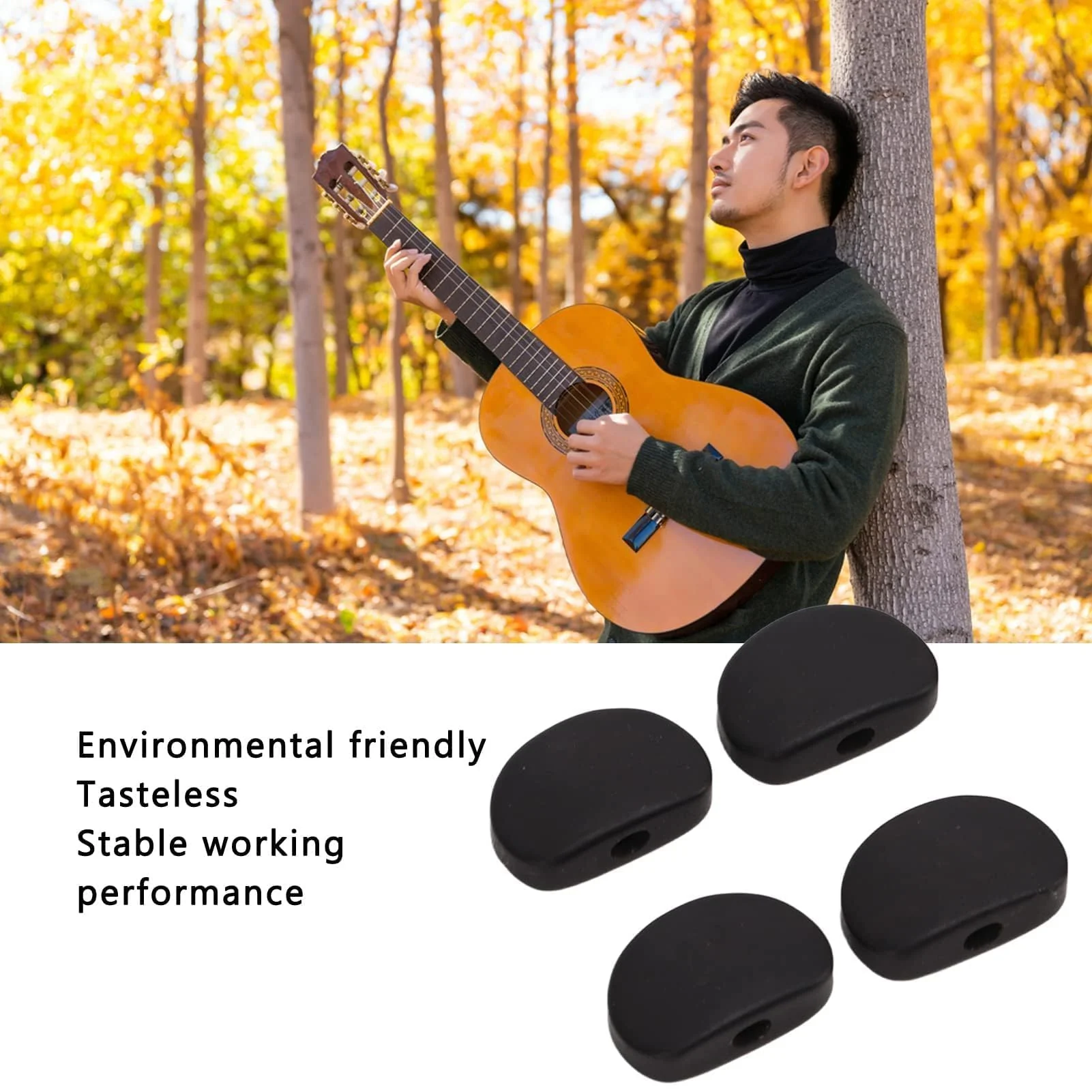 6 Set Guitar Tuning Peg Buttons, Semicircle Ebony Folk Electric and Acoustic Guitar Tuning Pegs Tuners Keys Machine Heads Replacement Buttons Knobs Handle(#1) #1 - Image 3