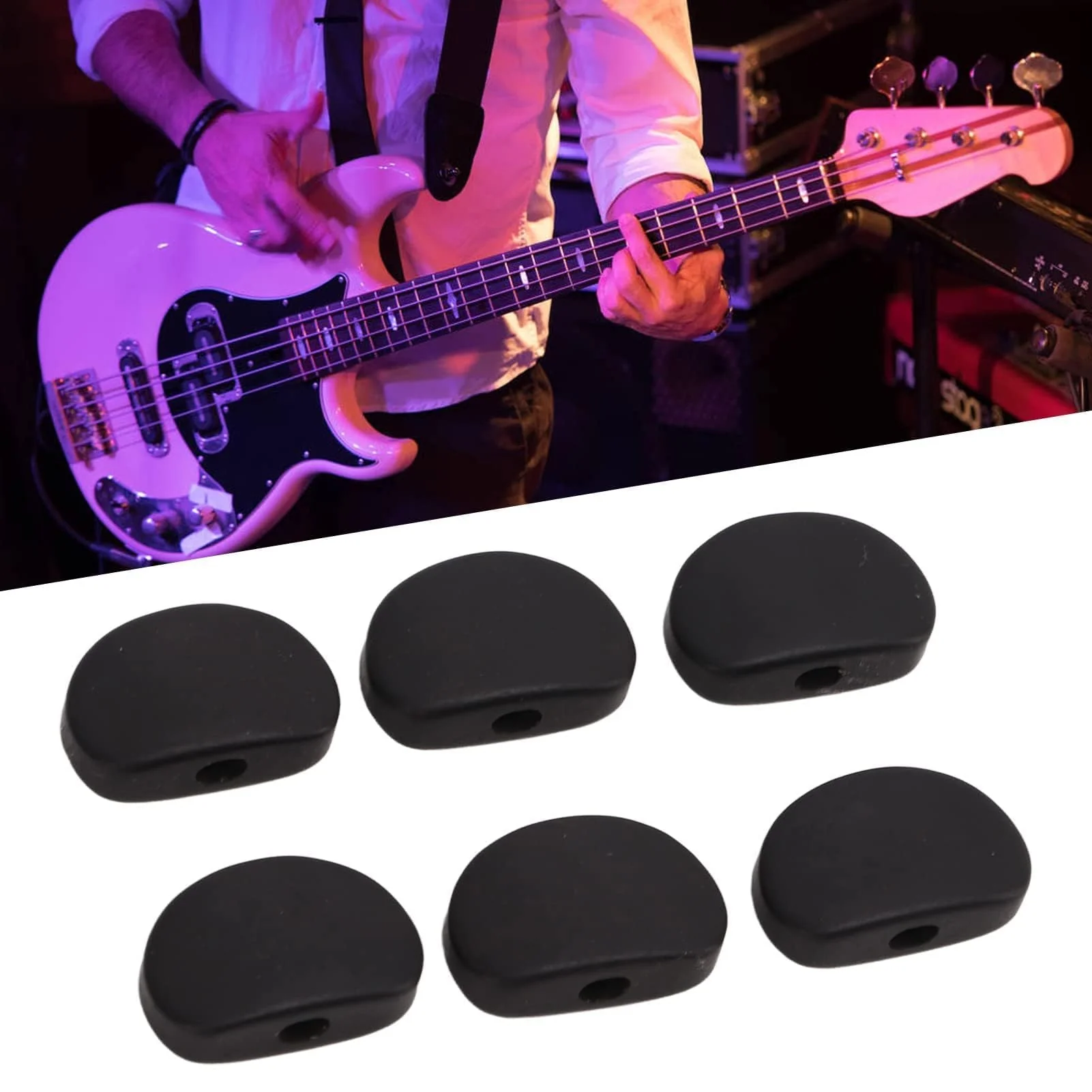 6 Set Guitar Tuning Peg Buttons, Semicircle Ebony Folk Electric and Acoustic Guitar Tuning Pegs Tuners Keys Machine Heads Replacement Buttons Knobs Handle(#1) #1 - Image 4