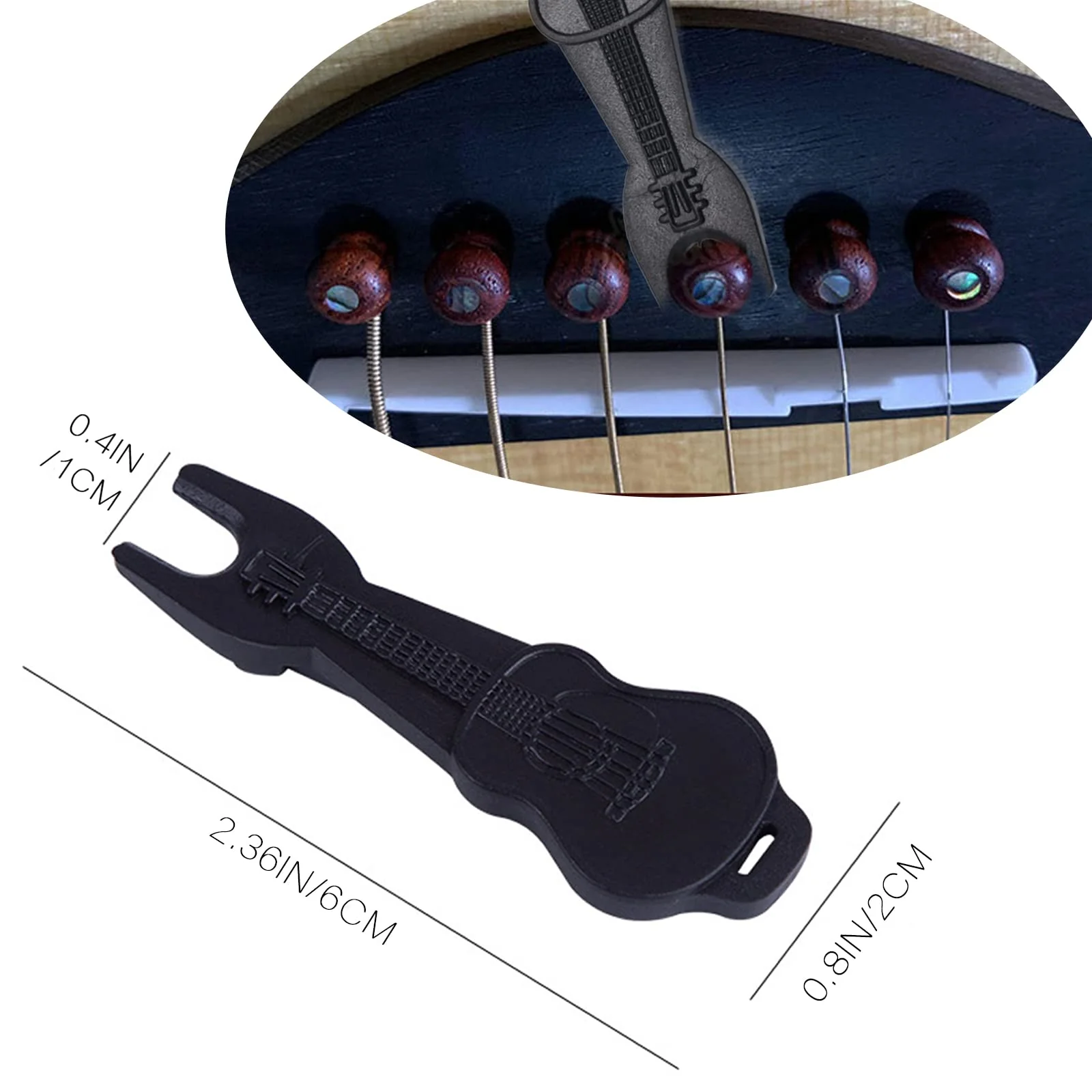 6 String Acoustic Guitar Bridge Bone Bridge Saddle and Nut, Rosewood Acoustic Guitar Bridge Pins with Bridge Pin Puller Remover, Acoustic Guitar Bridge Replacement Parts - Image 5