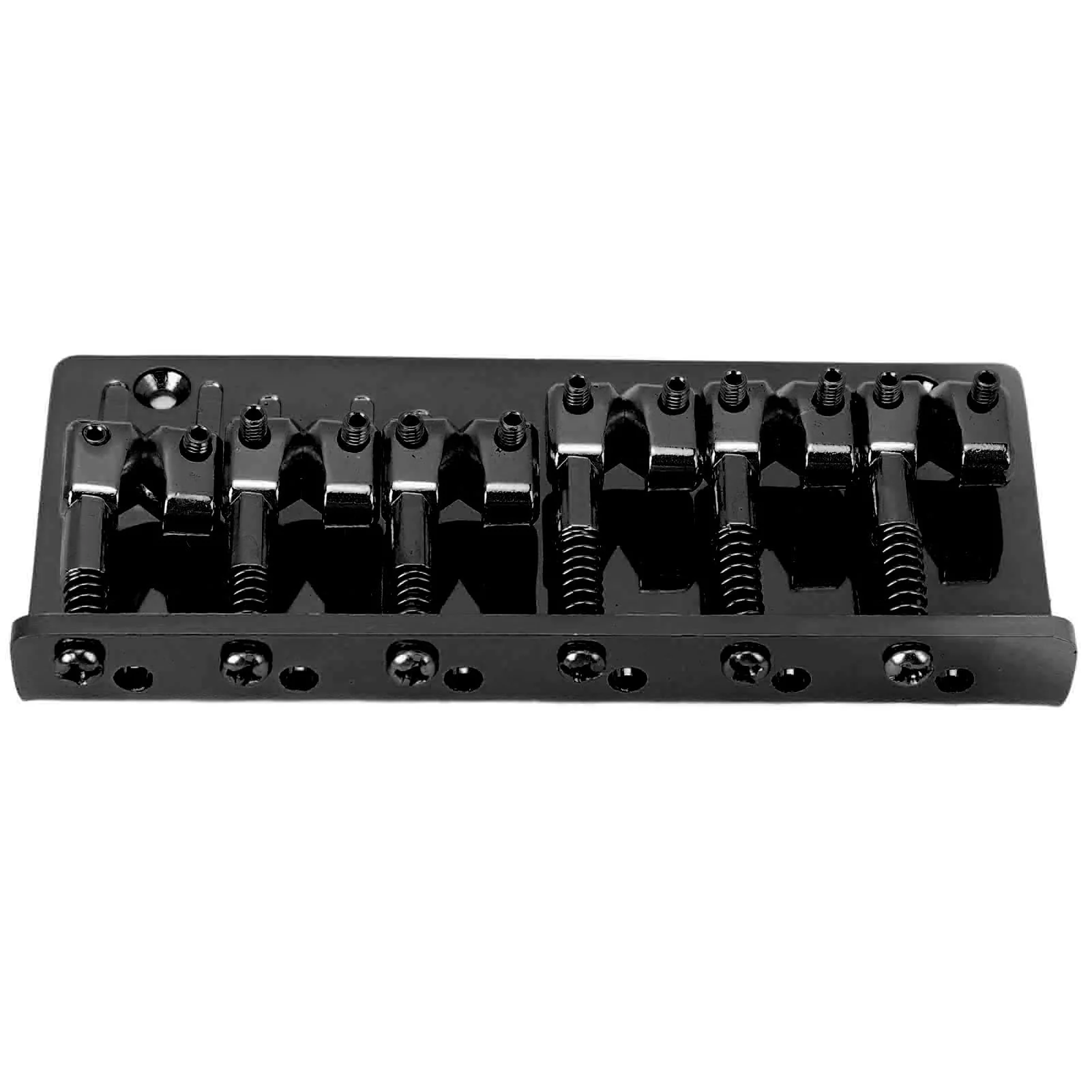 6 String Bass Bridge Hardtail Top Load Adjustable Saddles Zinc Alloy Replacement for Precision Bass Guitar Fixed Bridge Assembly Black - Image 6