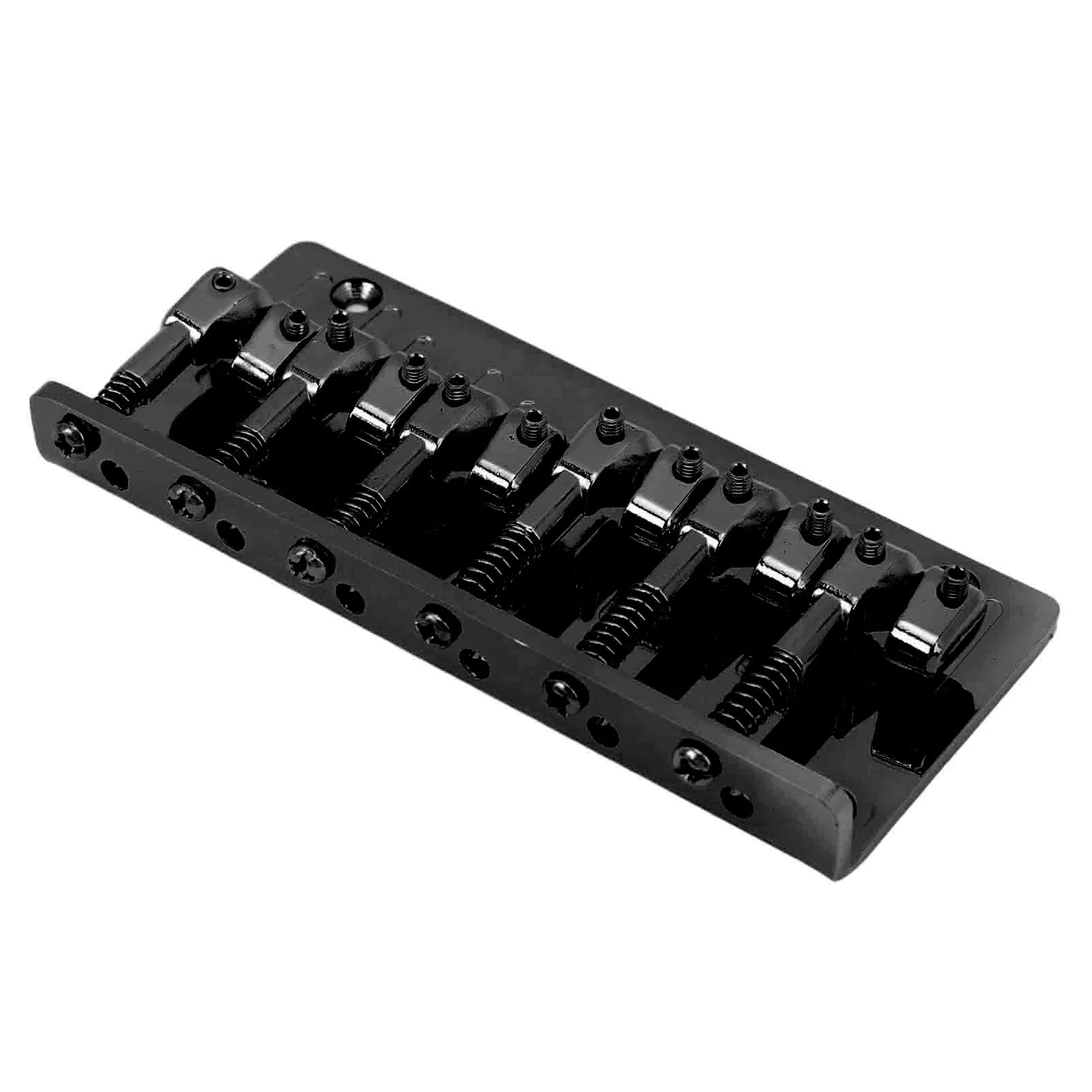 6 String Bass Bridge Hardtail Top Load Adjustable Saddles Zinc Alloy Replacement for Precision Bass Guitar Fixed Bridge Assembly Black - Image 7