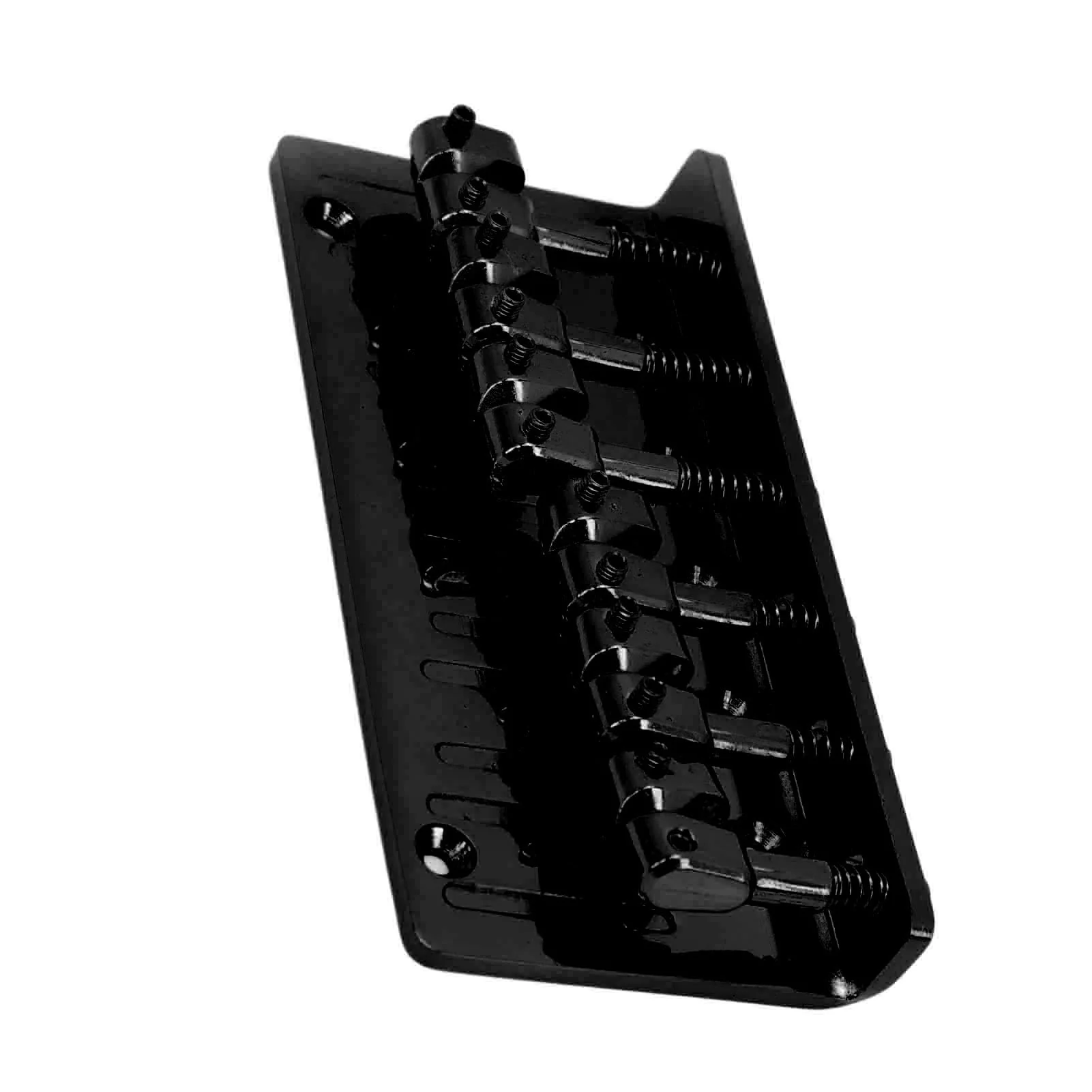 6 String Bass Bridge Hardtail Top Load Adjustable Saddles Zinc Alloy Replacement for Precision Bass Guitar Fixed Bridge Assembly Black - Image 8