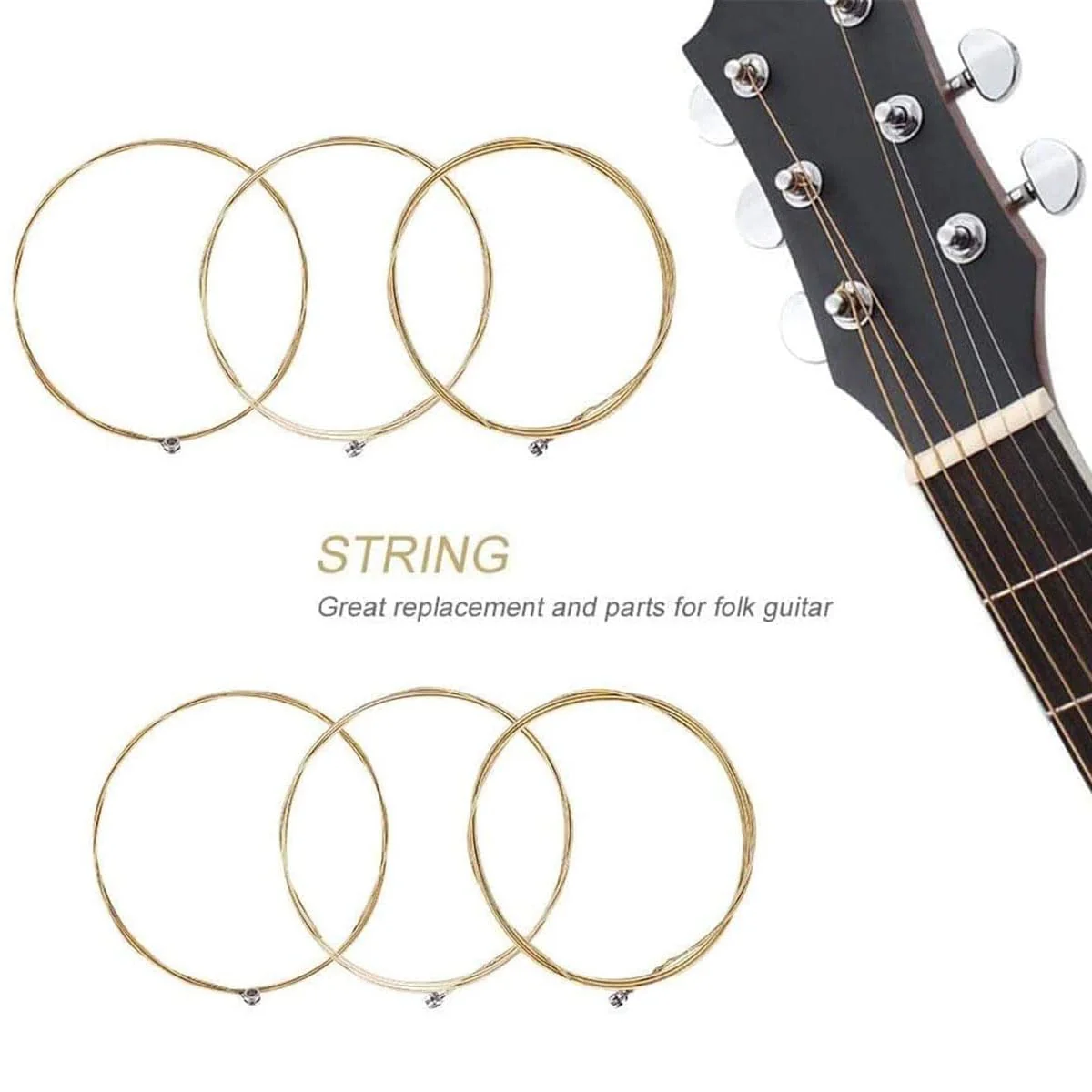 6 String Guitar Bridge Saddle Nut Pins Replacement Parts Set, Guitar Rosewood Bridge, 6Pcs Bridge Pins, End Pin, Guitar 6 String, Saddle and Nut Accessories for Acoustic Folk Guitar Black - Image 4