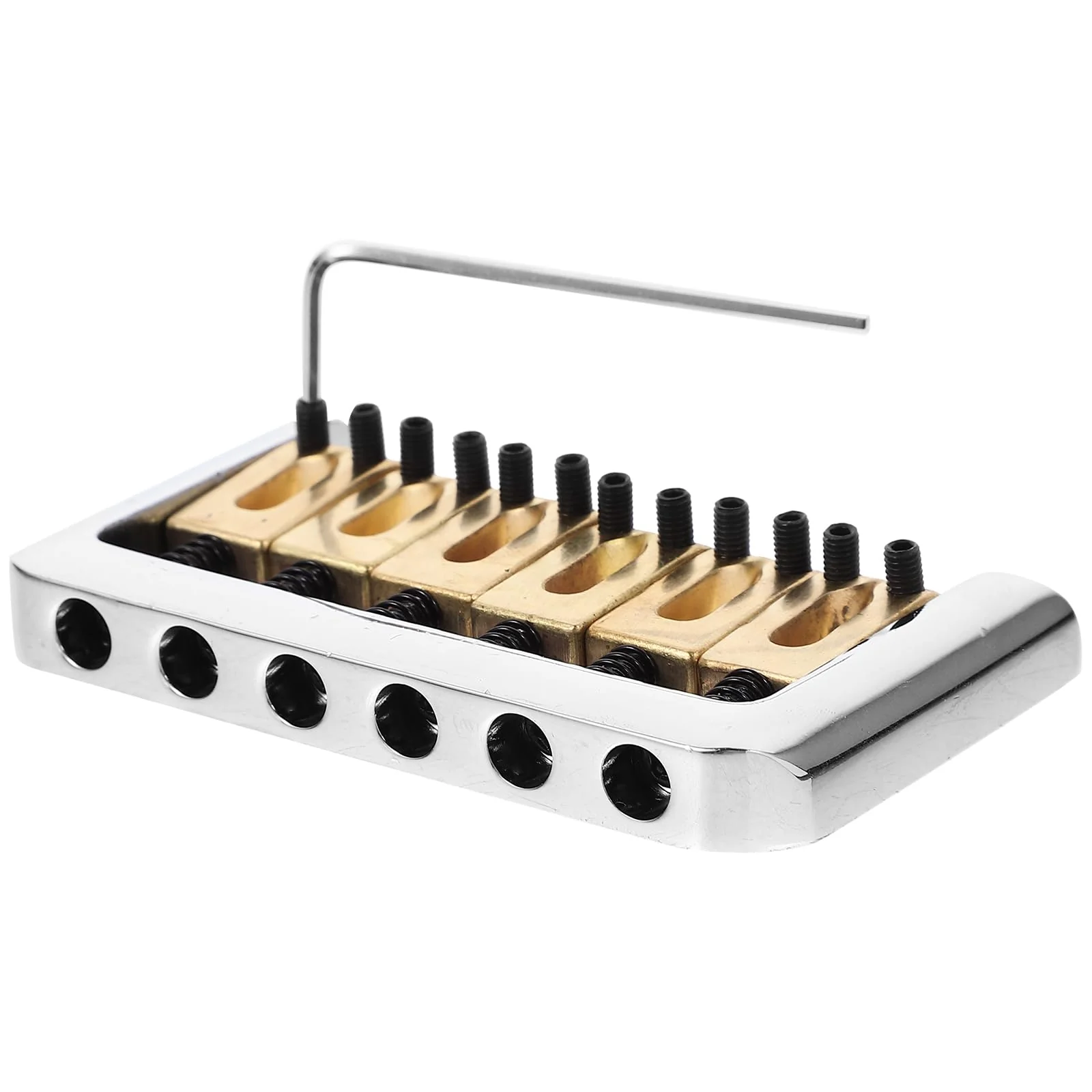 6 String Hard-tail Fixed Bridge Set with Wrench and Screws for Electric Guitar Replacement Parts guitar bridge, bridge(Golden) - Image 2