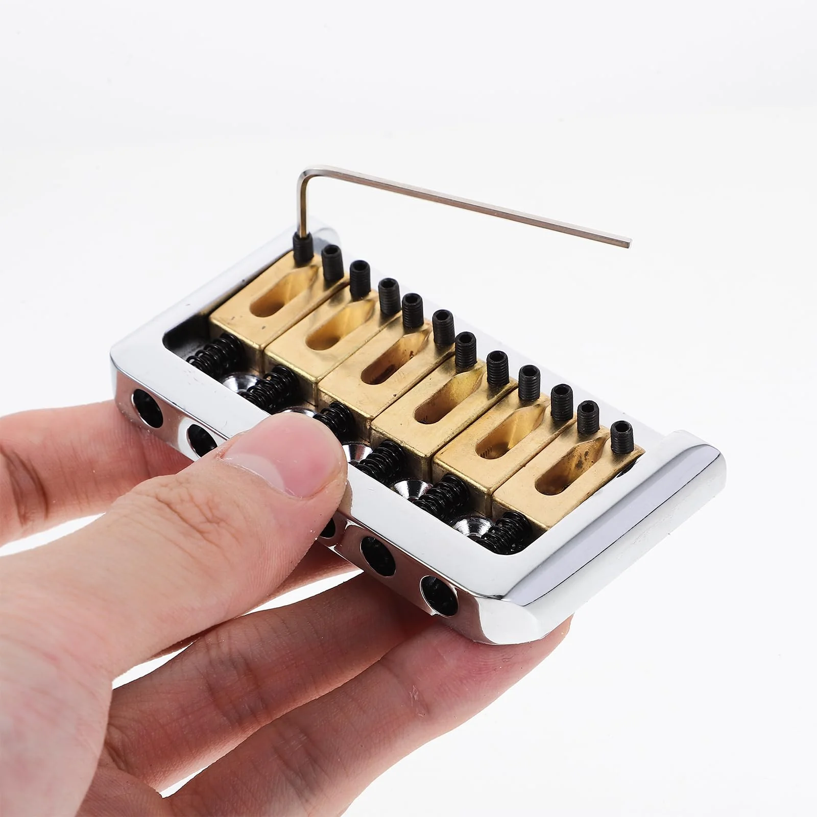 6 String Hard-tail Fixed Bridge Set with Wrench and Screws for Electric Guitar Replacement Parts guitar bridge, bridge(Golden) - Image 9