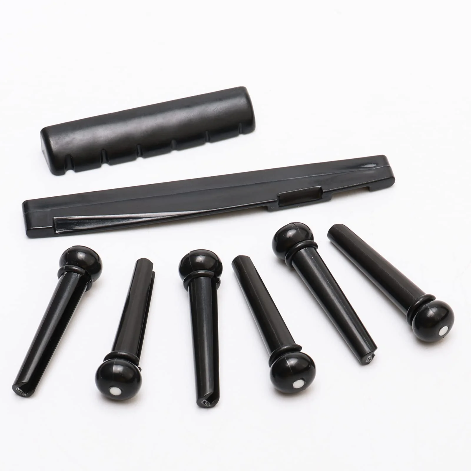 6 String Rosewood Acoustic Guitar Bridge Saddle Nut Pins Set with Six Pin Kit and Rosewood Bridge Replacement Parts, Black - Image 4