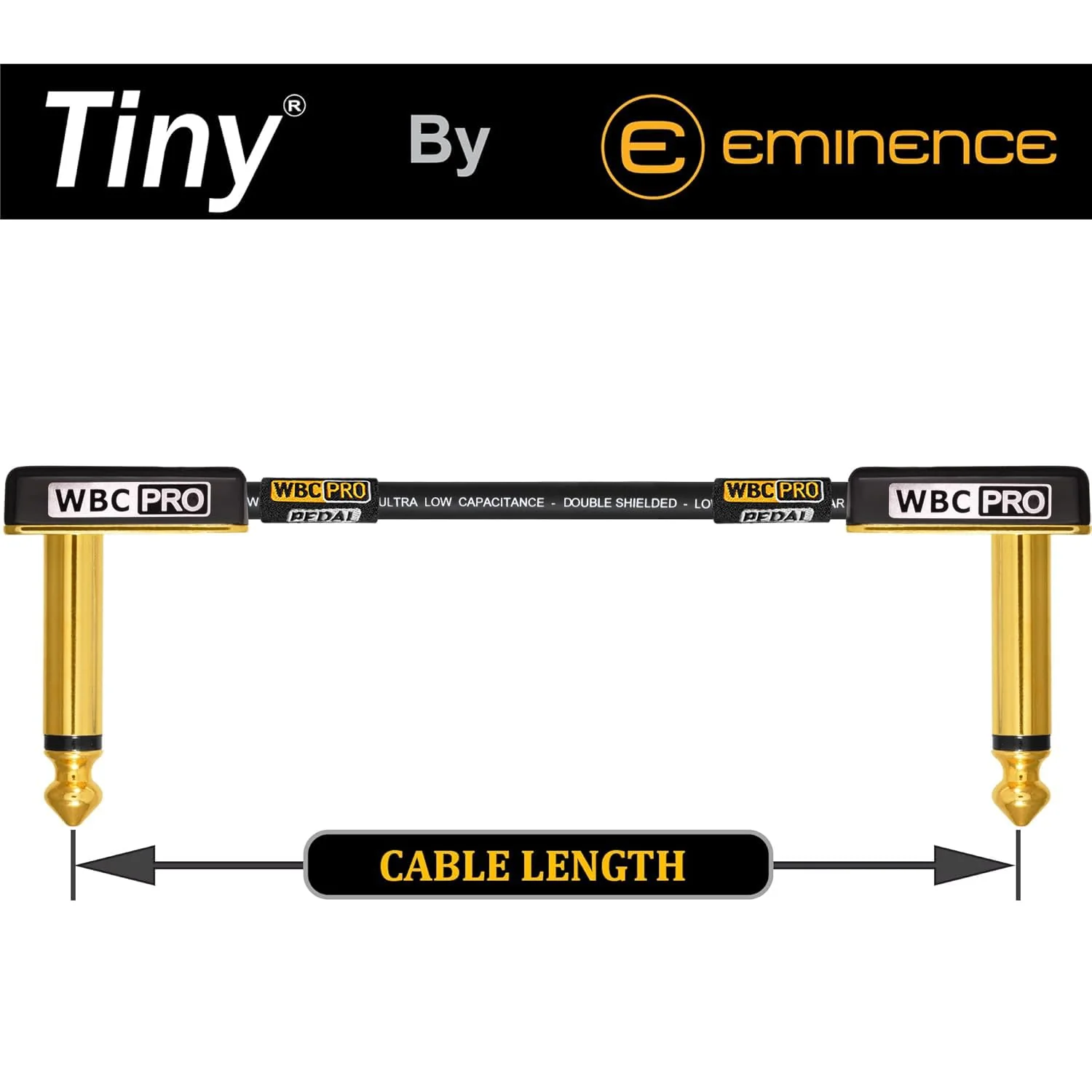 6 Units - 4 Inch - WBC-PRO-Pedal – 22 AWG - Low-Cap (18pF/ft) – Pro-Grade – Graphite-Based - Dual-Shielded Pedal, Effects, Patch, Instrument Cable with Eminence Tiny Gold Plated Angled TS Connectors - Image 6