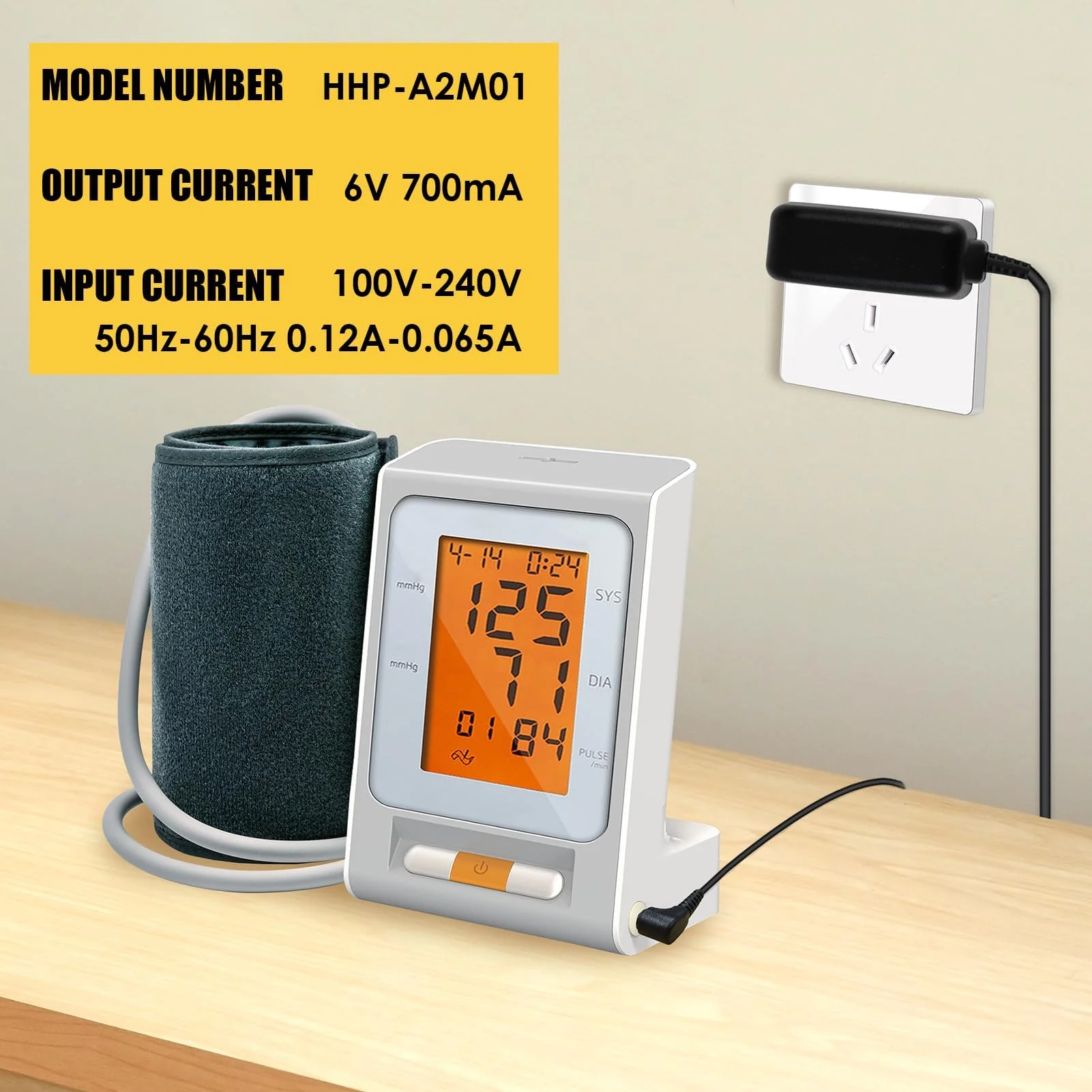 6 V Power Supply Charger for Omron Blood Pressure Monitor, AC Power Adapter Blood Pressure Monitors for Omron M7 M500 M700 M3 M5 Series, 1.4 m Replacement Power Supply Charging Cable Compatible with - Image 4