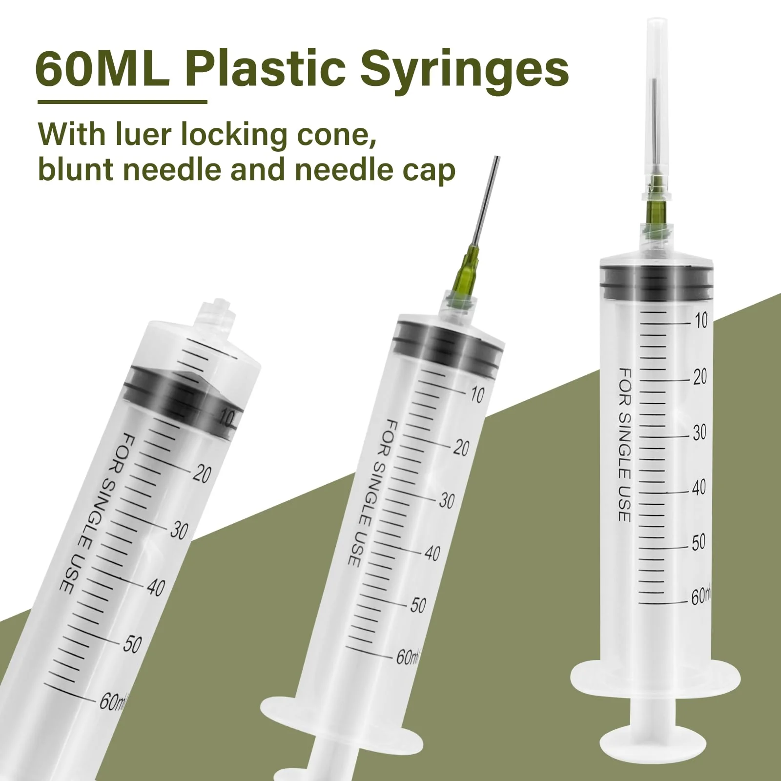 60 ml Plastic Syringe, Pack of 6 Syringes with Needle, Reusable Dosing Syringe, Syringe with 6 Needle Caps, Syringes for Scientific Laboratories, Measuring Liquids Industry - Image 5
