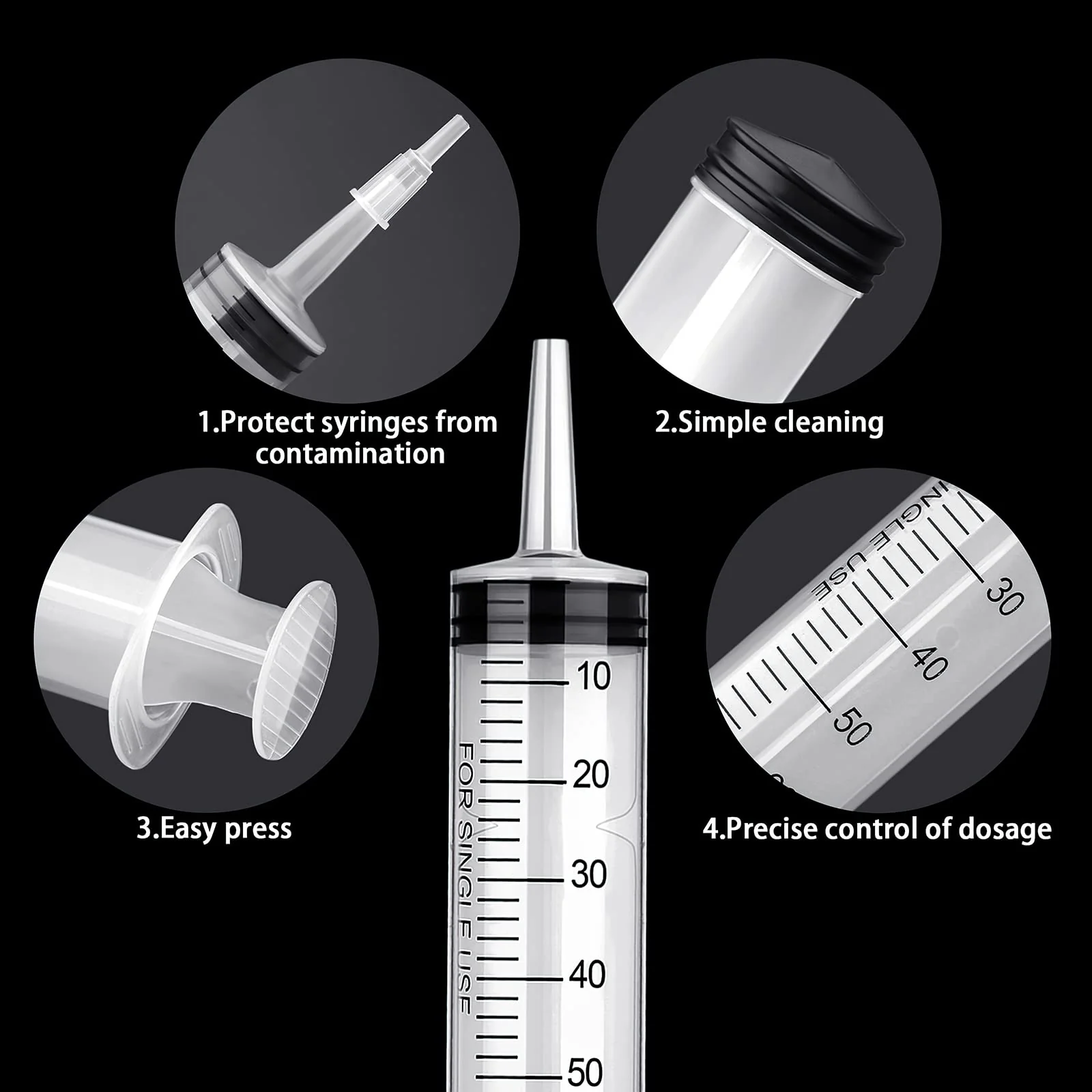 60 ml syringe with hose, 3 pieces reusable syringes 60 ml (50 ml) set, syringe without needle for scientific laboratories, garden irrigation, industry - Image 3