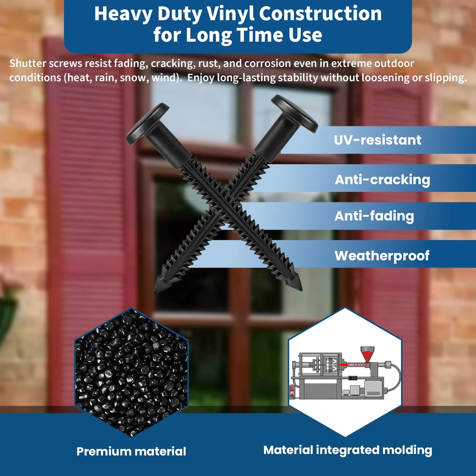 60 Pcs 3 Inch Vinyl Shutter Fasteners Heavy-Duty Shutter Loks for Exterior Decorative Shutters, UV-Resistant & Rustproof Peg Lok Pins with Enhanced Grip for Vinyl/Aluminum/Wood Shutters - Image 3